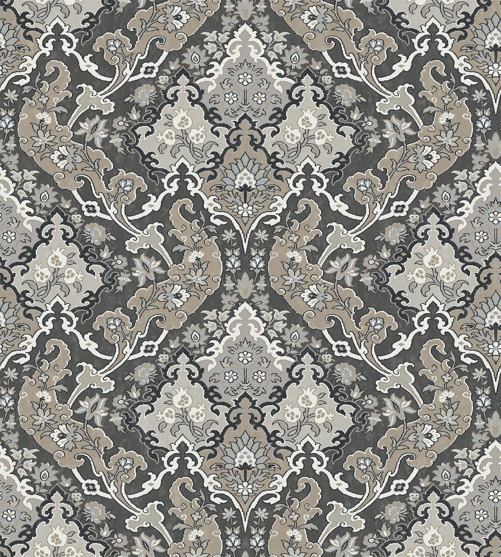 Cole & Son Pushkin - Stone & Taupe on Soot