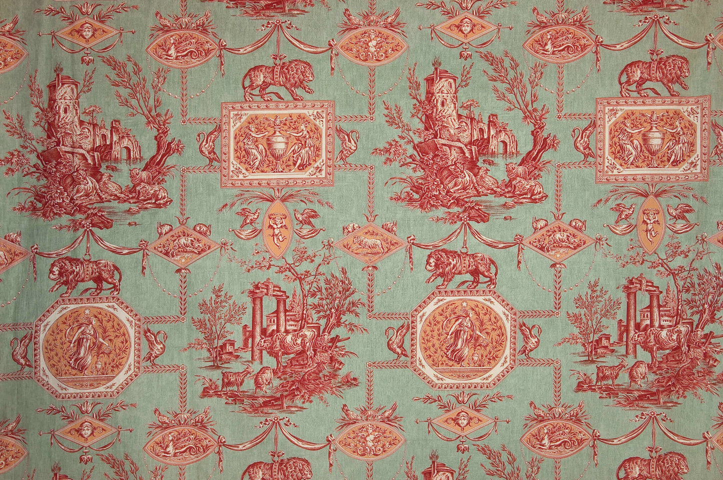 Pierre Frey Les muses et le lion - Rouge Celadon