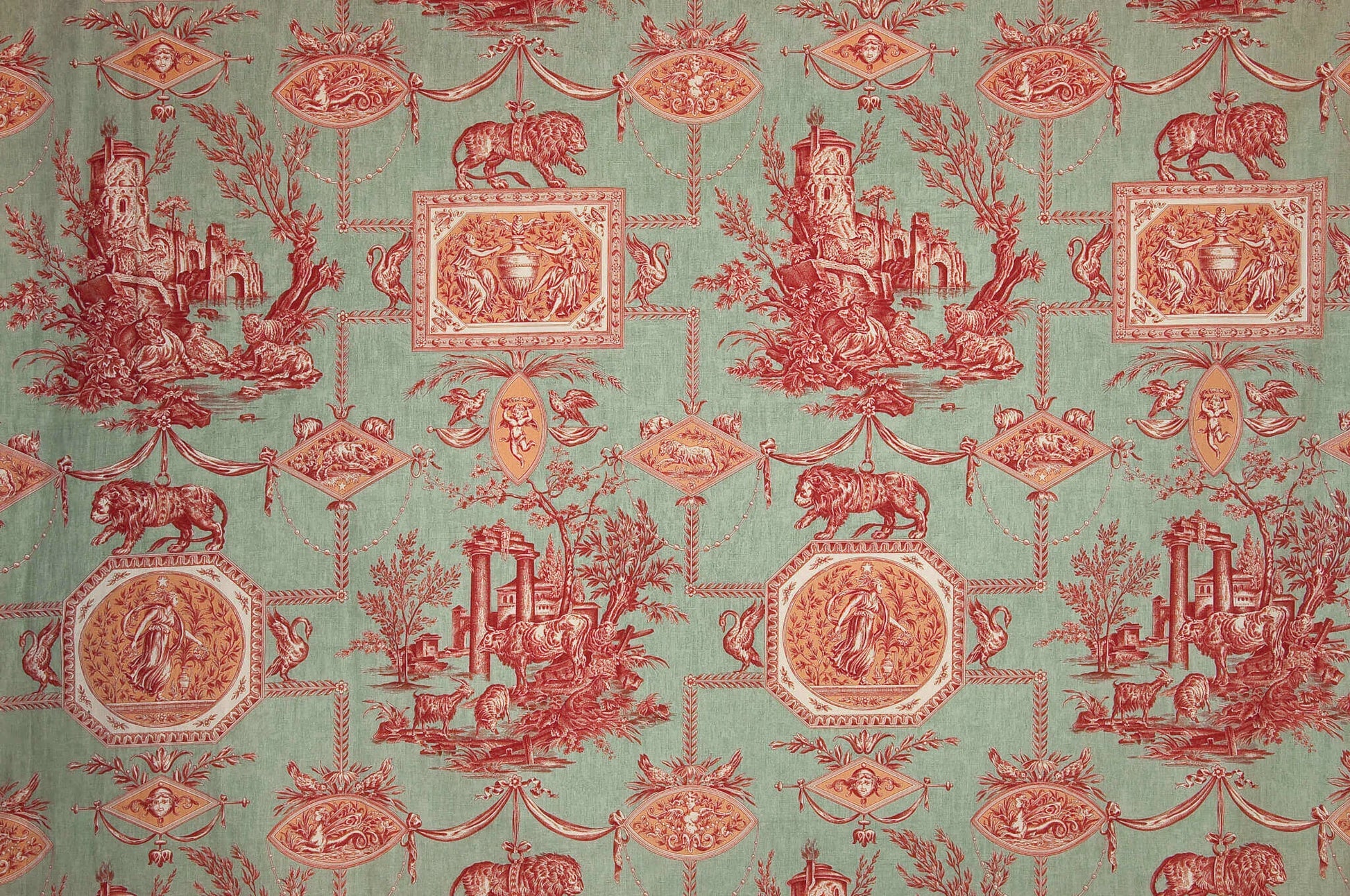 Pierre Frey Les muses et le lion - Rouge Celadon