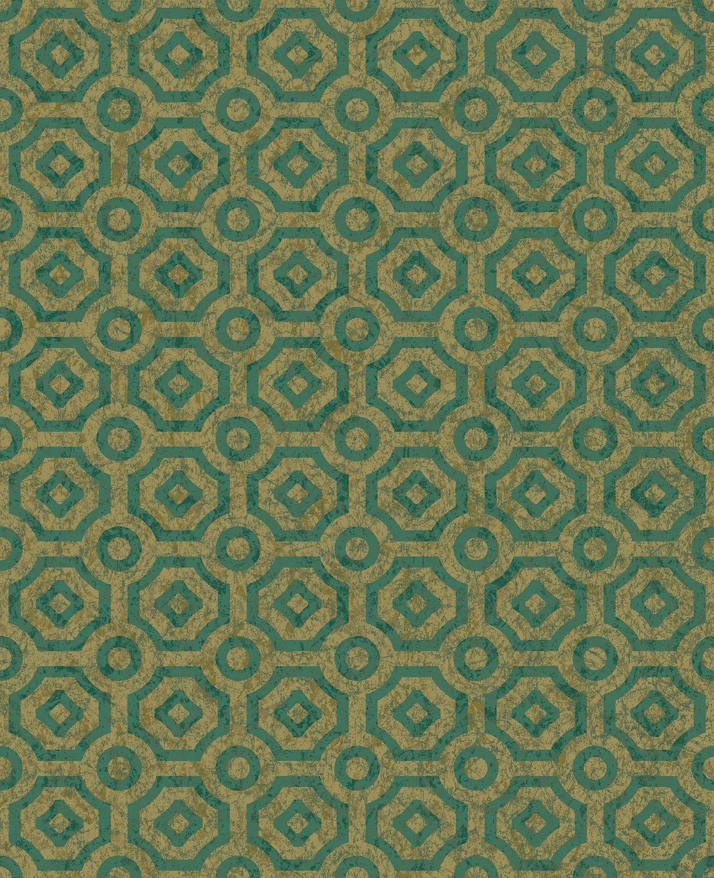 Cole & Son Queen's Quarter wallpaper - Emerald on Metallic Antique Gold