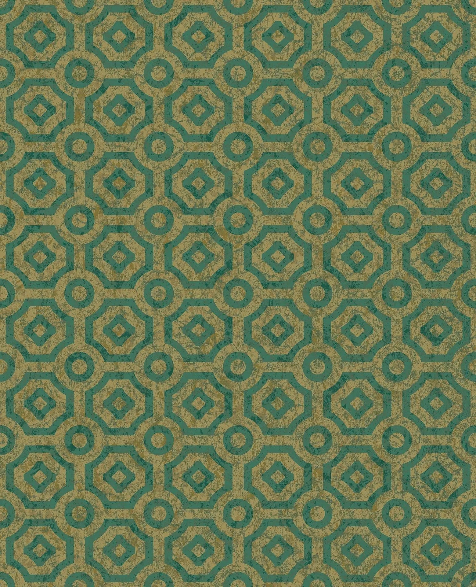 Cole & Son Queen's Quarter wallpaper - Emerald on Metallic Antique Gold