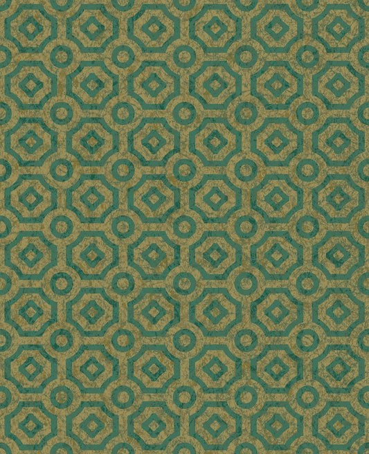 Cole & Son Queen's Quarter wallpaper - Emerald on Metallic Antique Gold