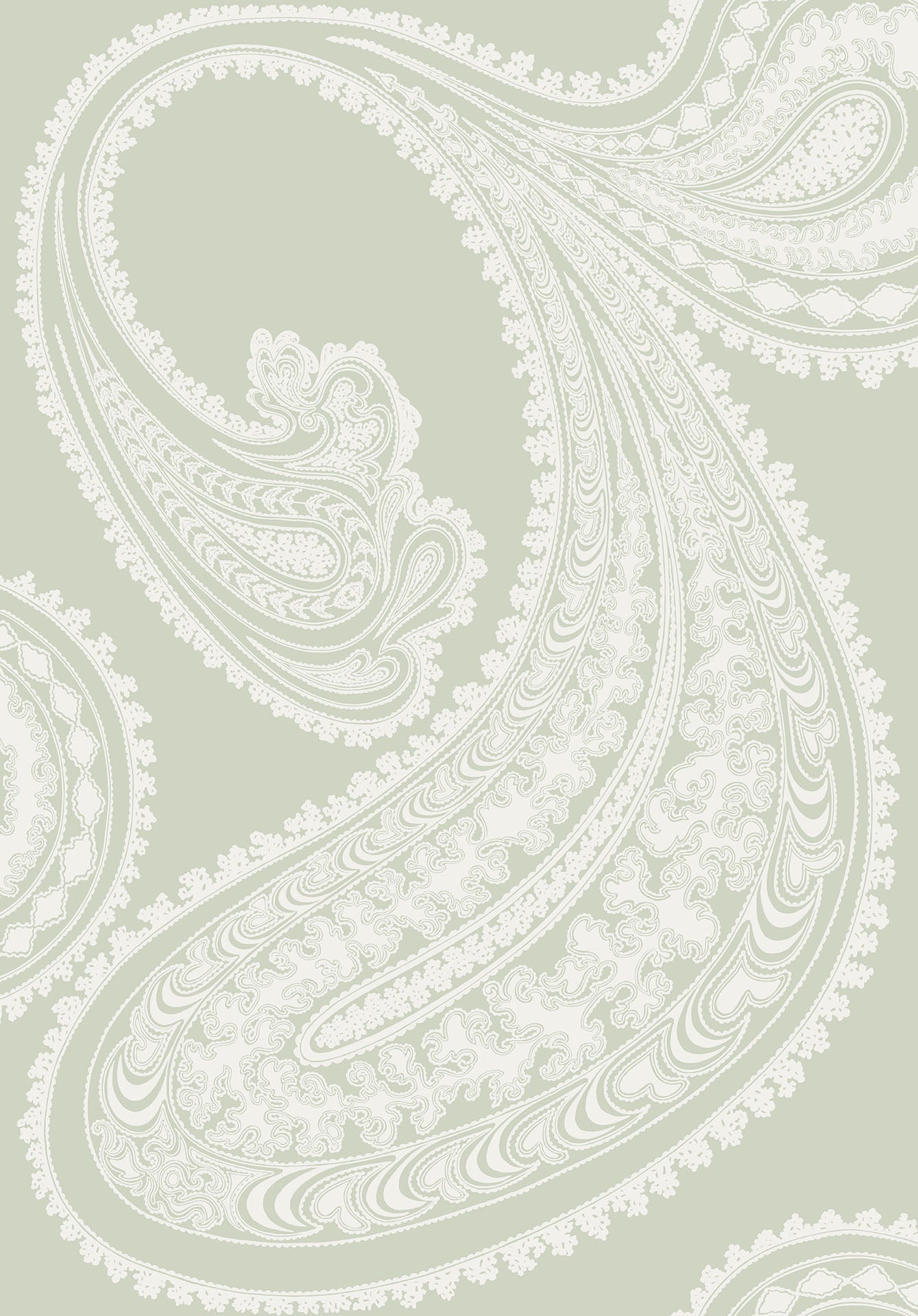 Cole & Son Rajapur - White on Soft Olive