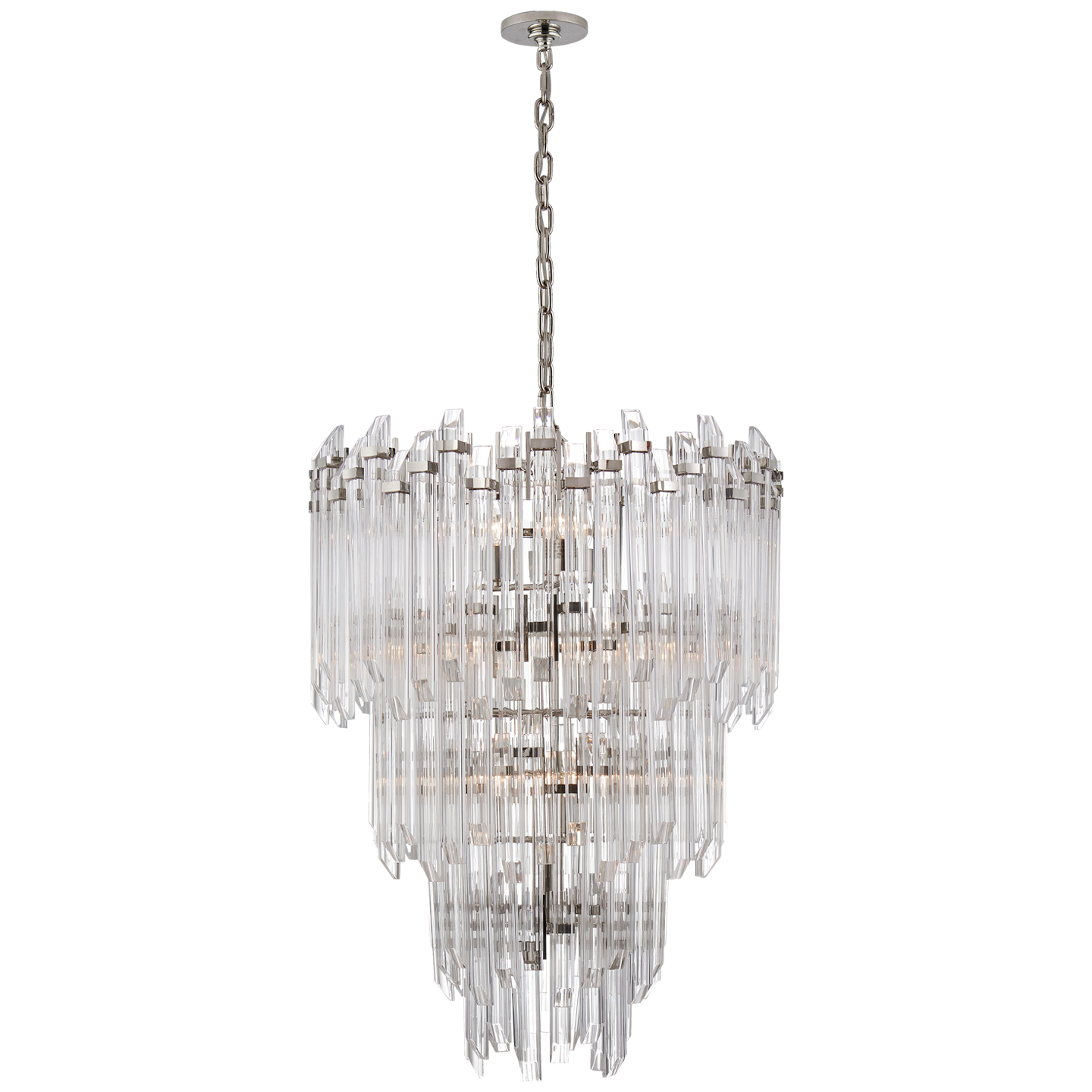 Adele Three-Tier Waterfall Chandelier in Polished Nickel with Clear Acrylic