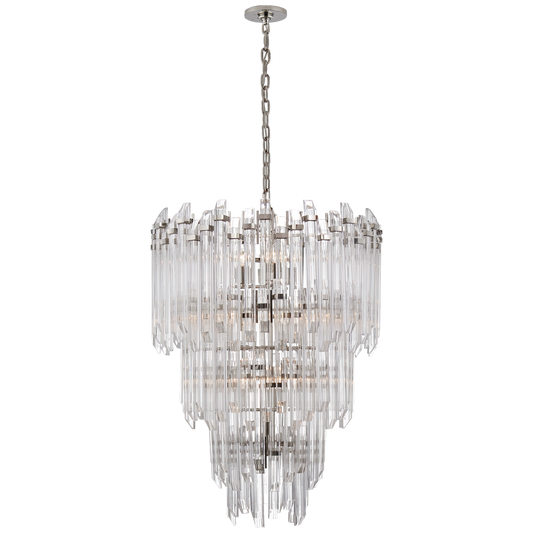 Adele Three-Tier Waterfall Chandelier in Polished Nickel with Clear Acrylic
