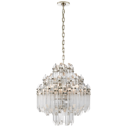Adele Four Tier Waterfall Chandelier in Polished Nickel with Clear Acrylic