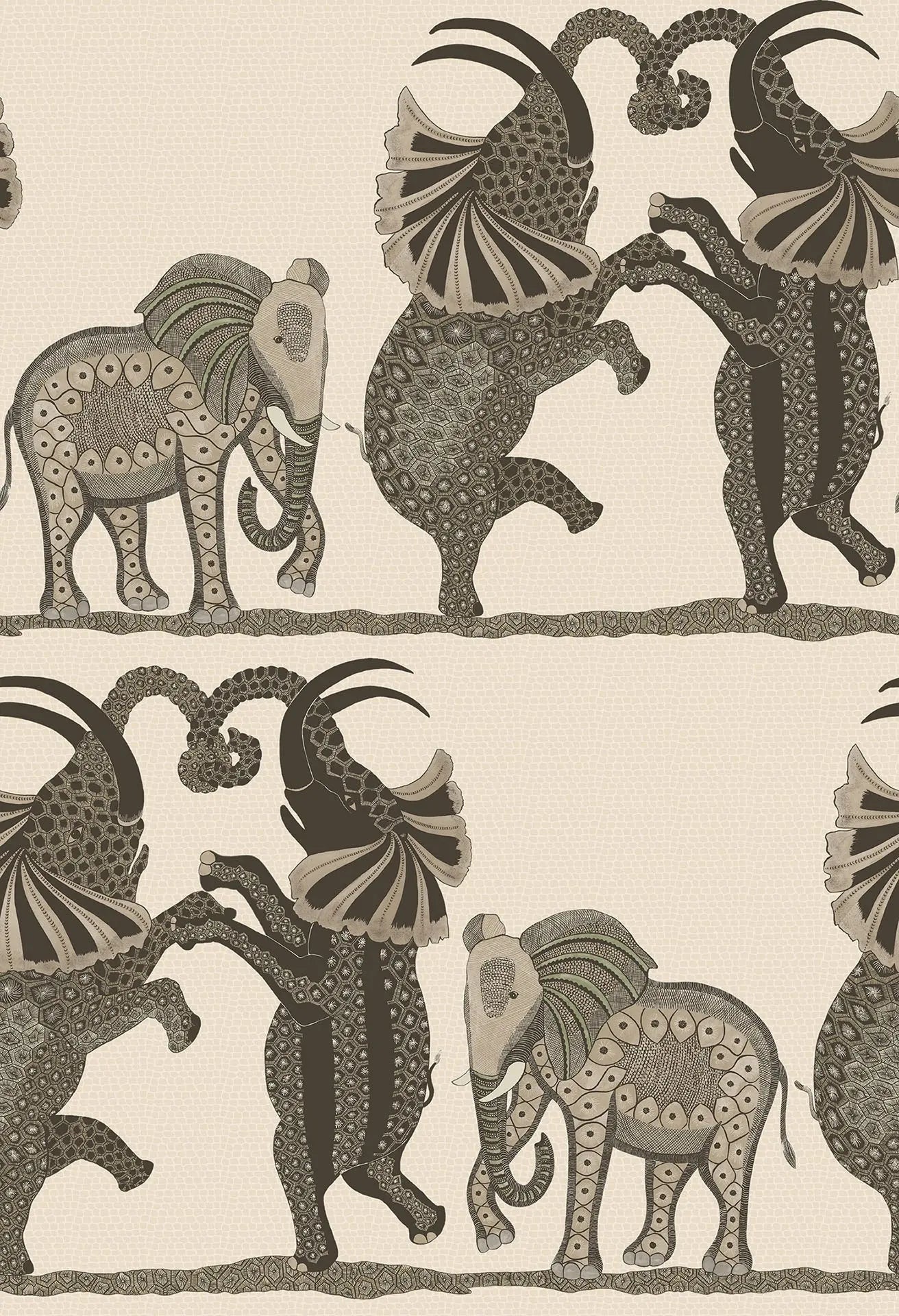 Cole & Son Safari Dance wallpaper - Linen & Charcoal on Parchment