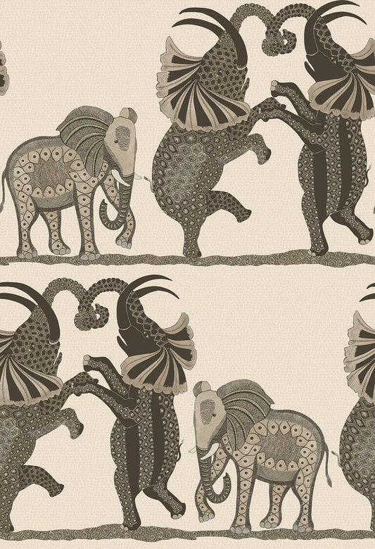 Cole & Son Safari Dance wallpaper - Linen & Charcoal on Parchment
