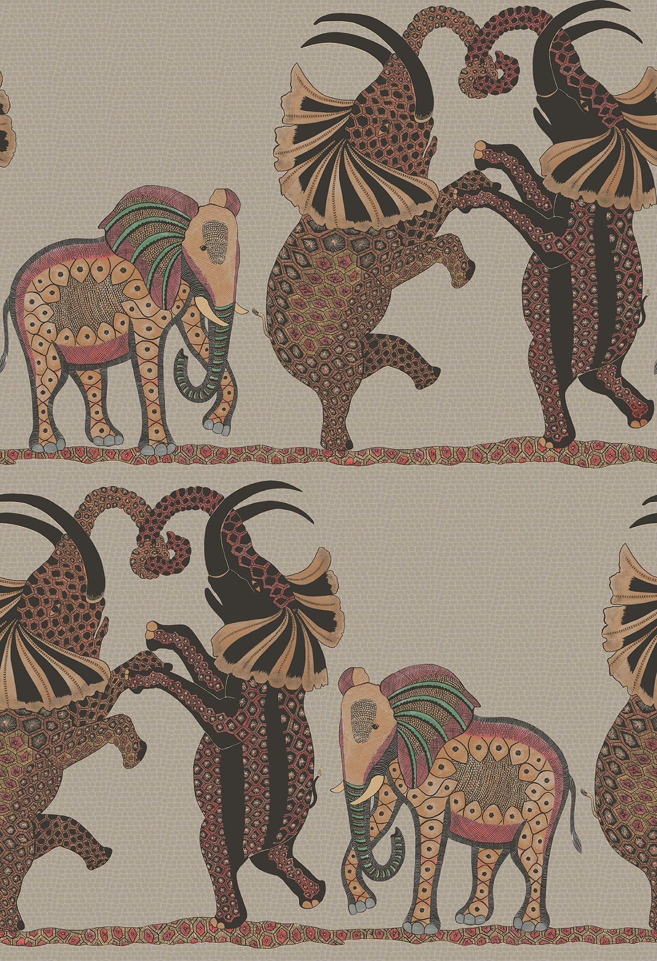 Cole & Son Safari Dance - Ginger & Red on Linen