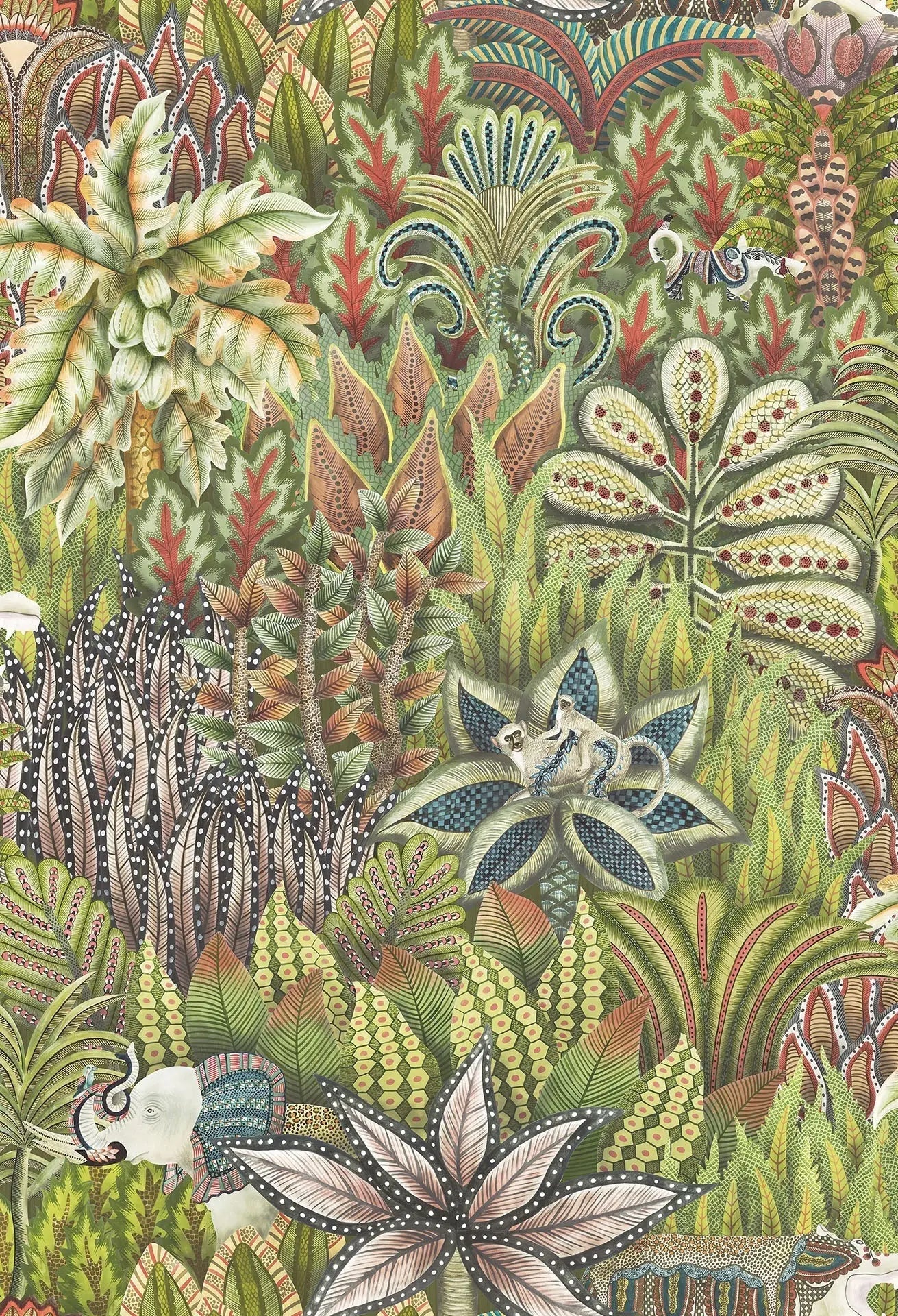 Cole & Son Singita wallpaper - Olive Green Multi