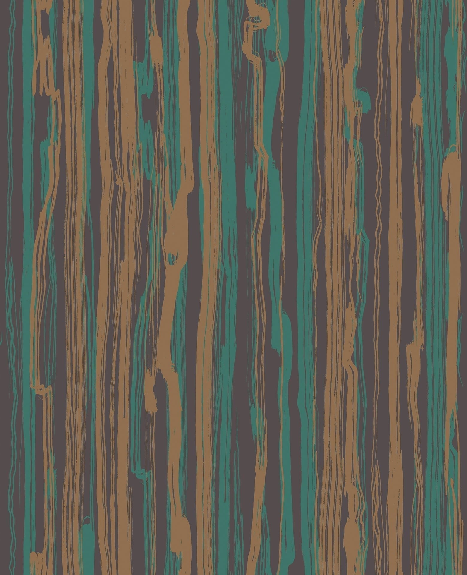 Cole & Son Strand - Metallic Bronze & Viridian on Soot