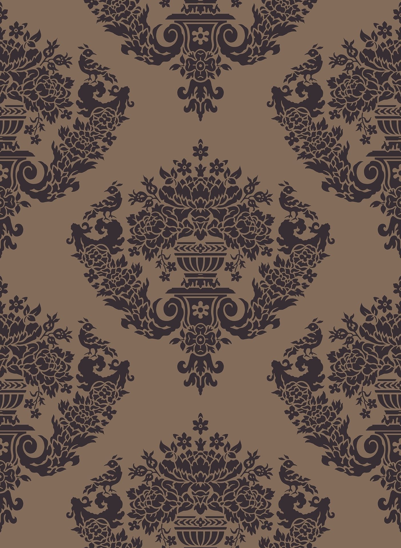 Cole & Son Sudbury - Black on Metallic Bronze