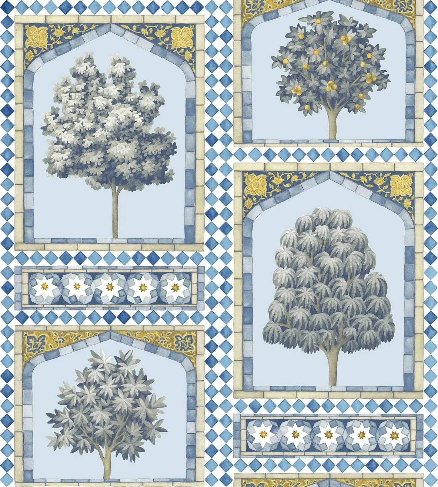 Cole & Son Sultan's Palace wallpaper - China Blue & Ochre