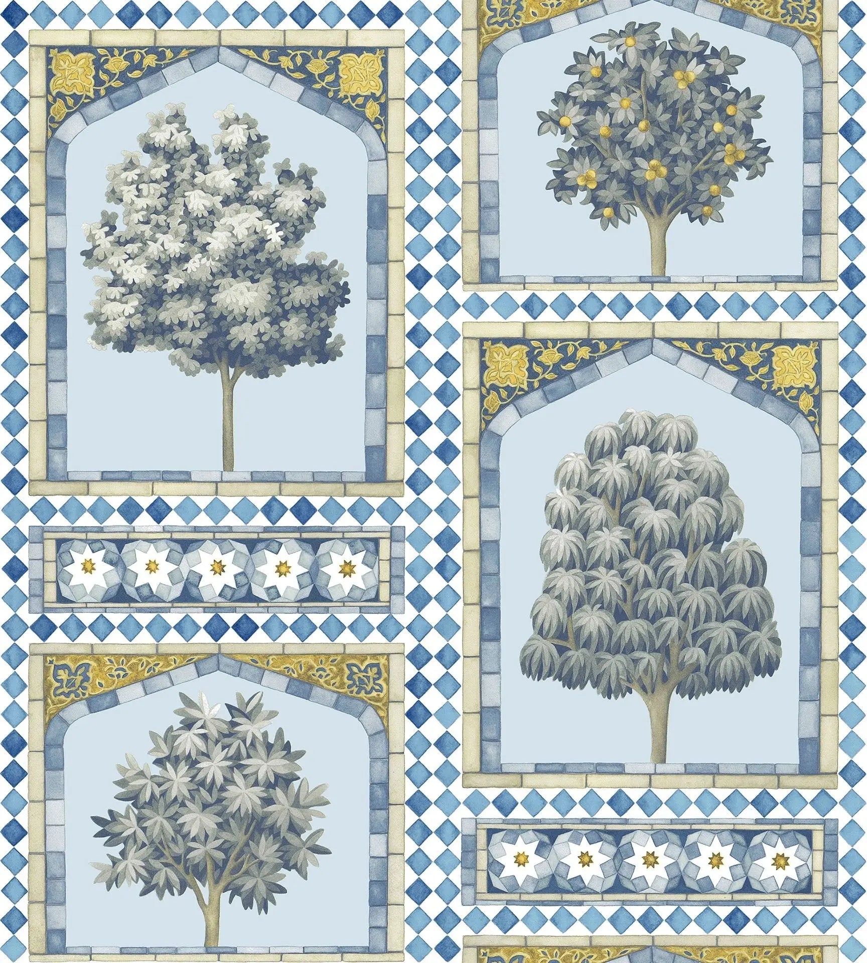 Cole & Son Sultan's Palace wallpaper - China Blue & Ochre