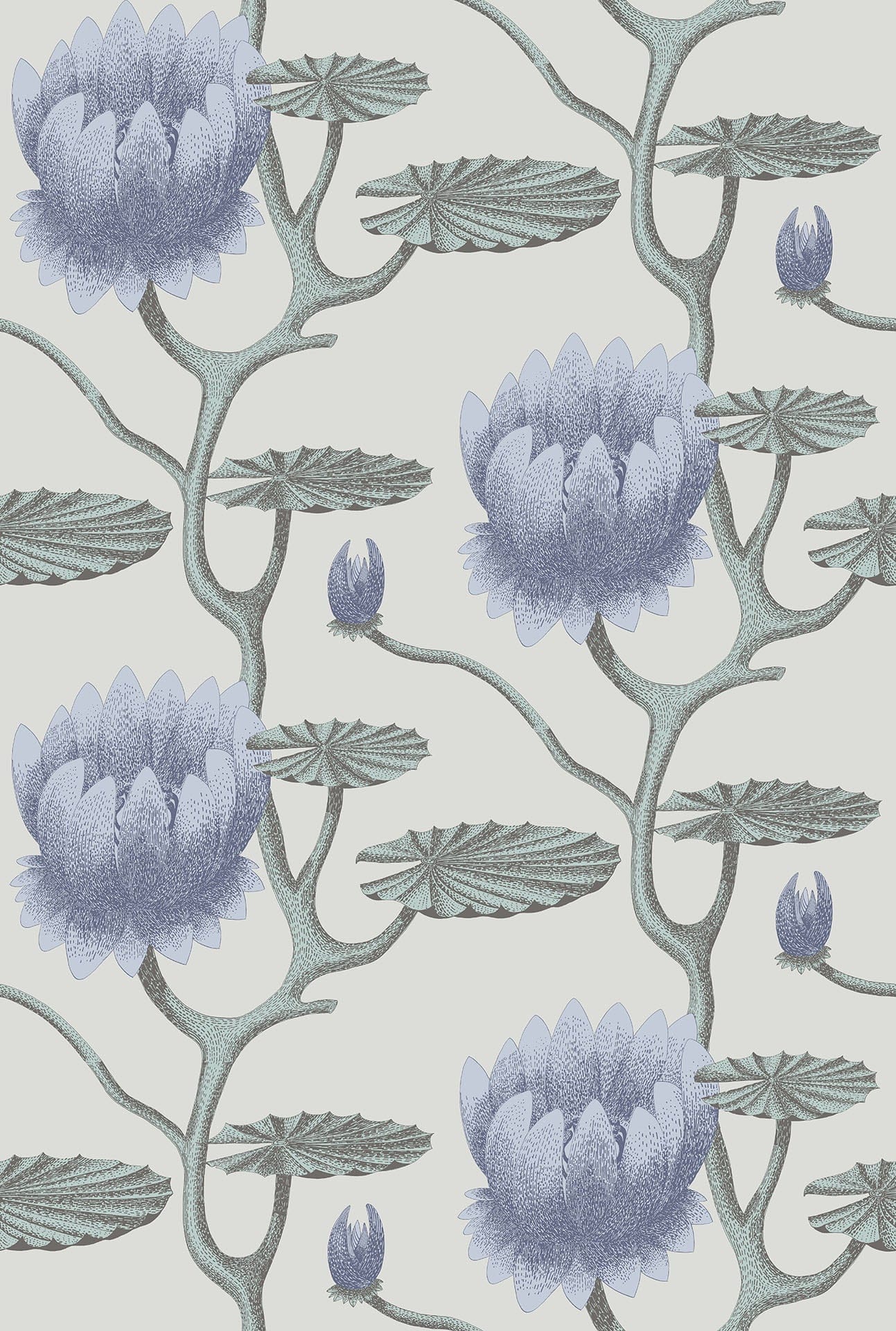 Cole & Son Summer Lily - Hyacinth Blue & Seafoam on Stone