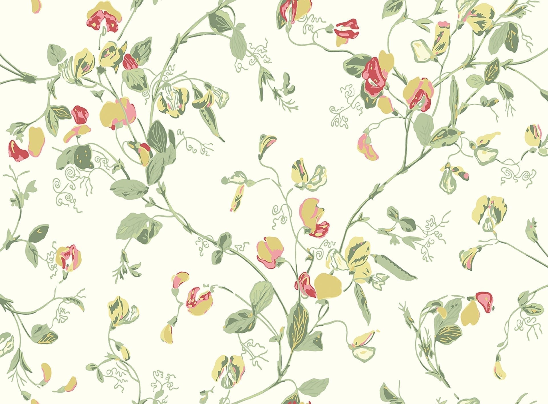 Cole & Son Sweet Pea - Leaf Greens on Cream