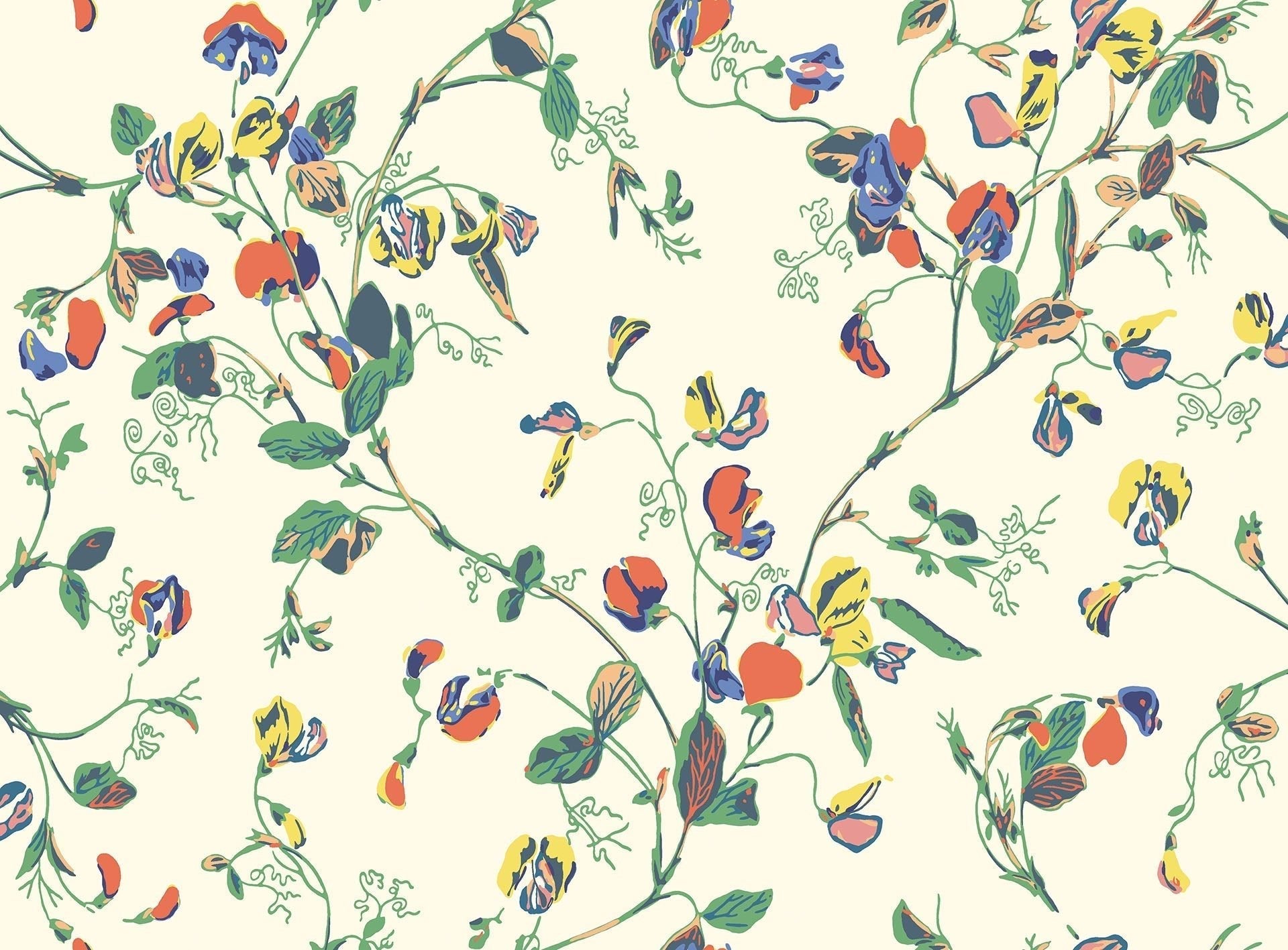 Cole & Son Sweet Pea wallpaper - Autumnal Multi on Cream