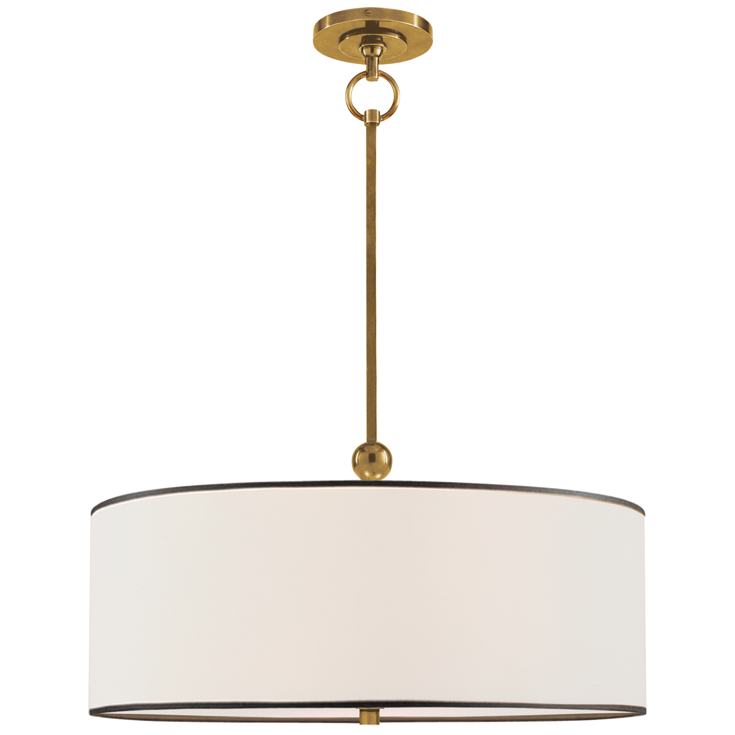 Reed Hanging Shade - Hand-Rubbed Antique Brass with Black Trim Shade