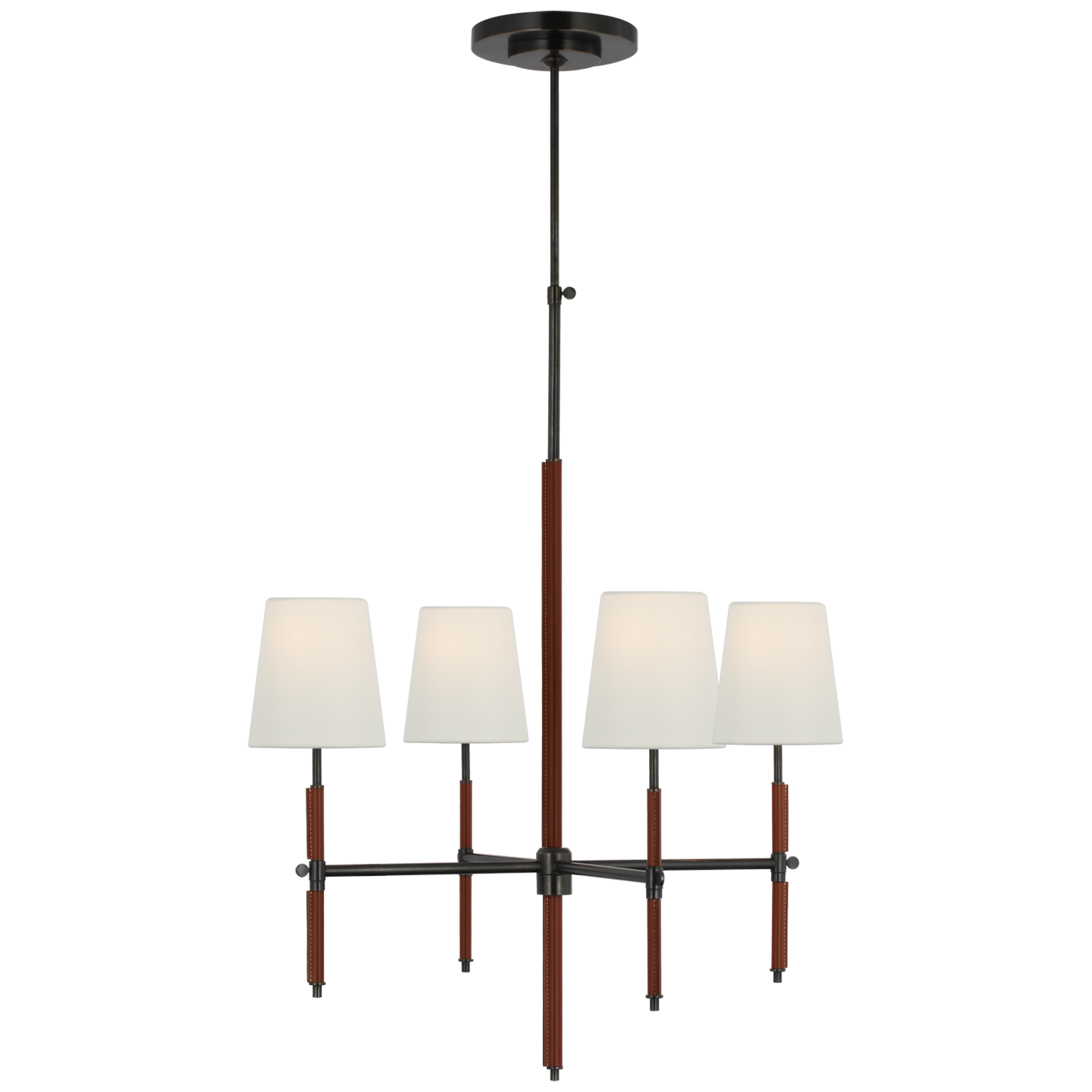 Bryant Small Wrapped Chandelier - Bronze and Saddle Leather