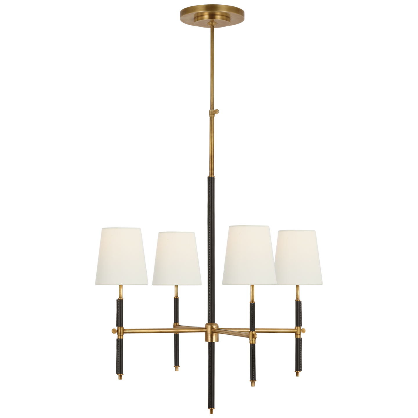 Bryant Small Wrapped Chandelier - Hand-Rubbed Antique Brass and Chocolate Leather