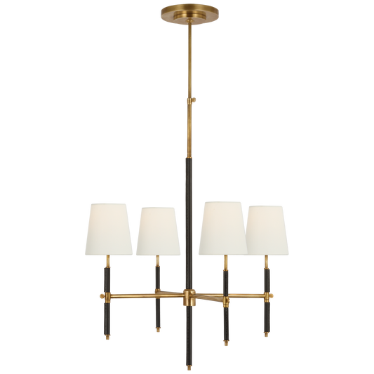 Bryant Small Wrapped Chandelier - Hand-Rubbed Antique Brass and Chocolate Leather