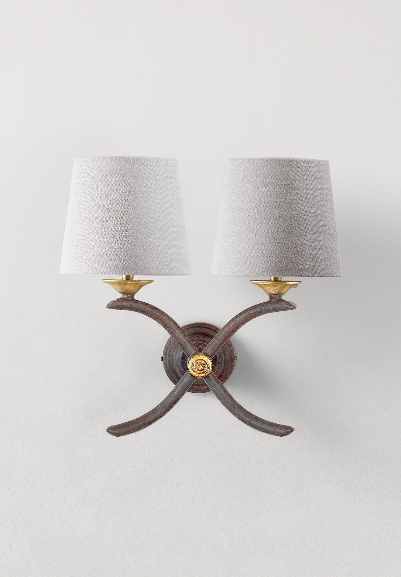 Cross Arm Wall Light - Italian Rust with Gold