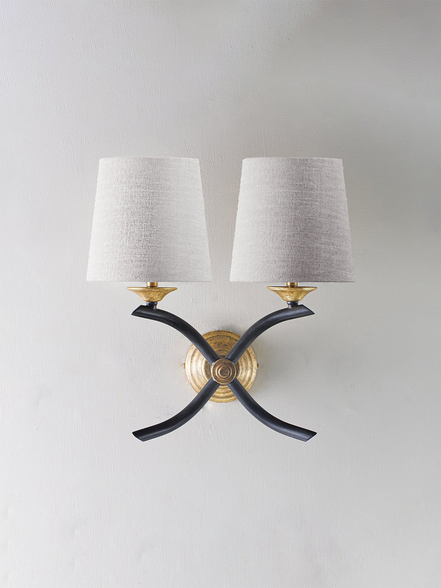 Cross Arm Wall Light - Ebony with Gold