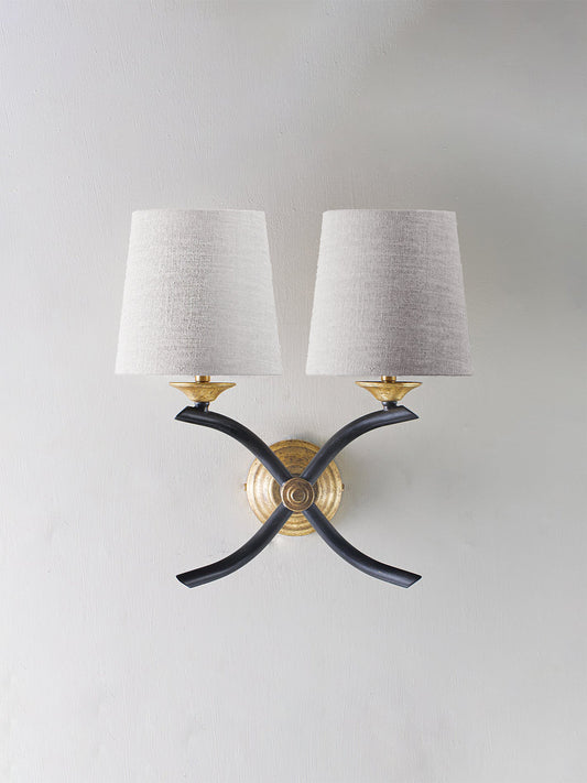 Cross Arm Wall Light - Ebony with Gold