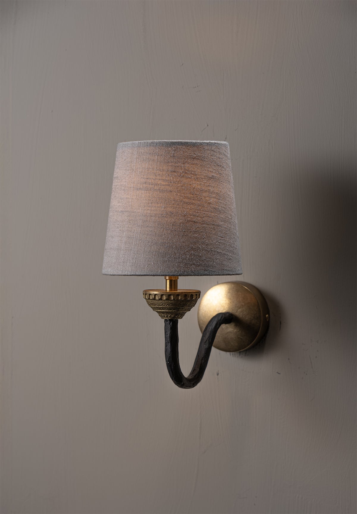 Freya Wall Light - Black with Brass lit