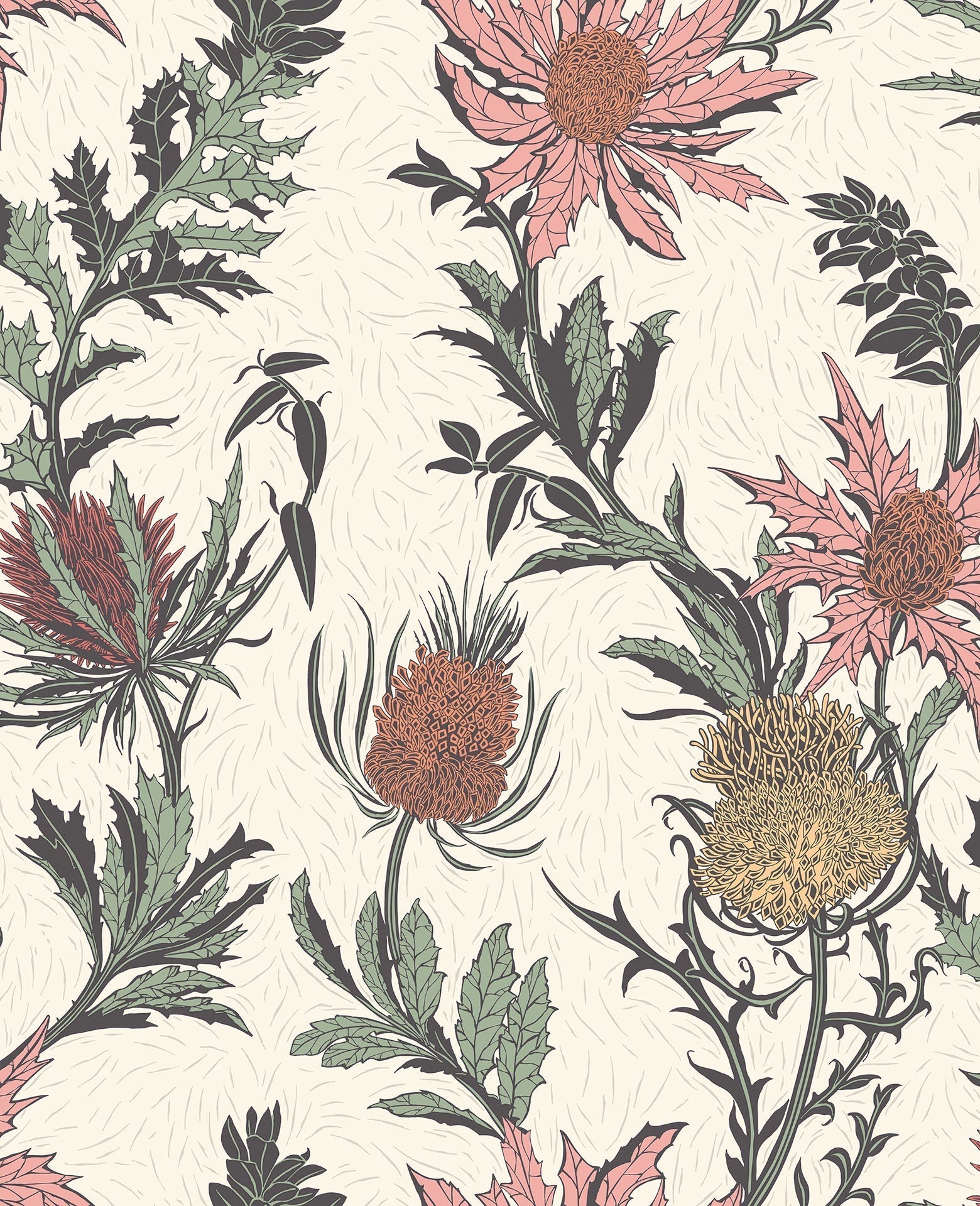 Cole & Son Thistle - Magenta & Orange on Parchment