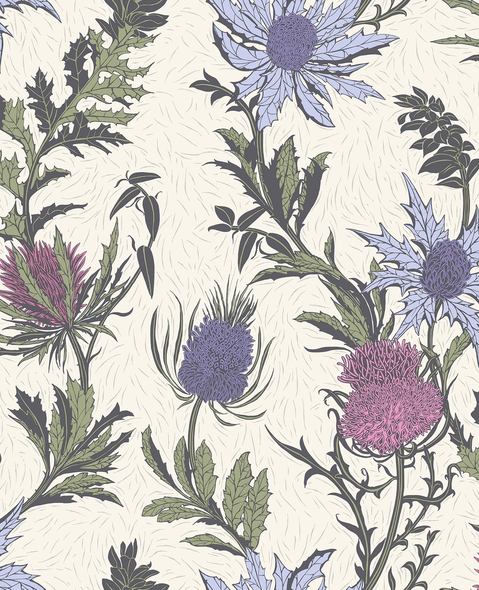 Cole & Son Thistle - Lilac & Cerise on White