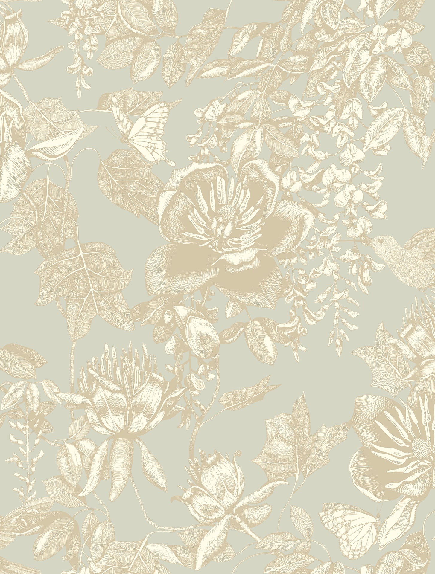 Cole & Son Tivoli - Metallic Gilver on Old Olive