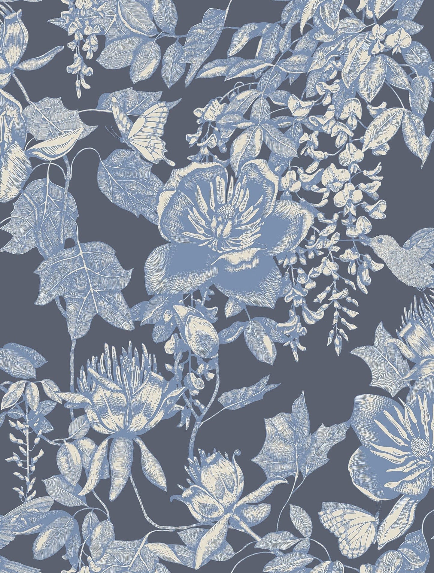 Cole & Son Tivoli - Hyacinth Blue on Midnight