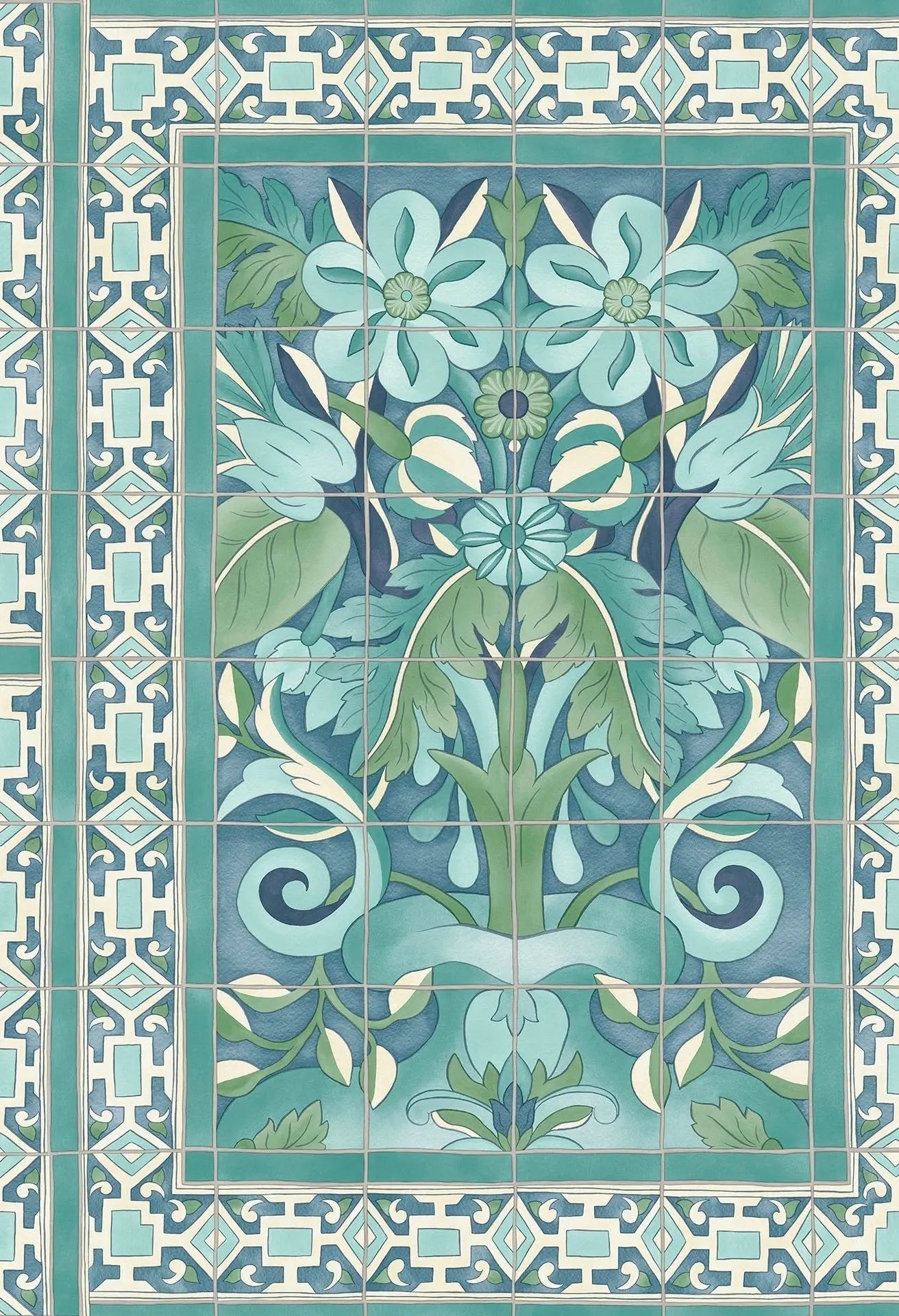 Cole & Son Triana - Teal & Dark Teal on Denim