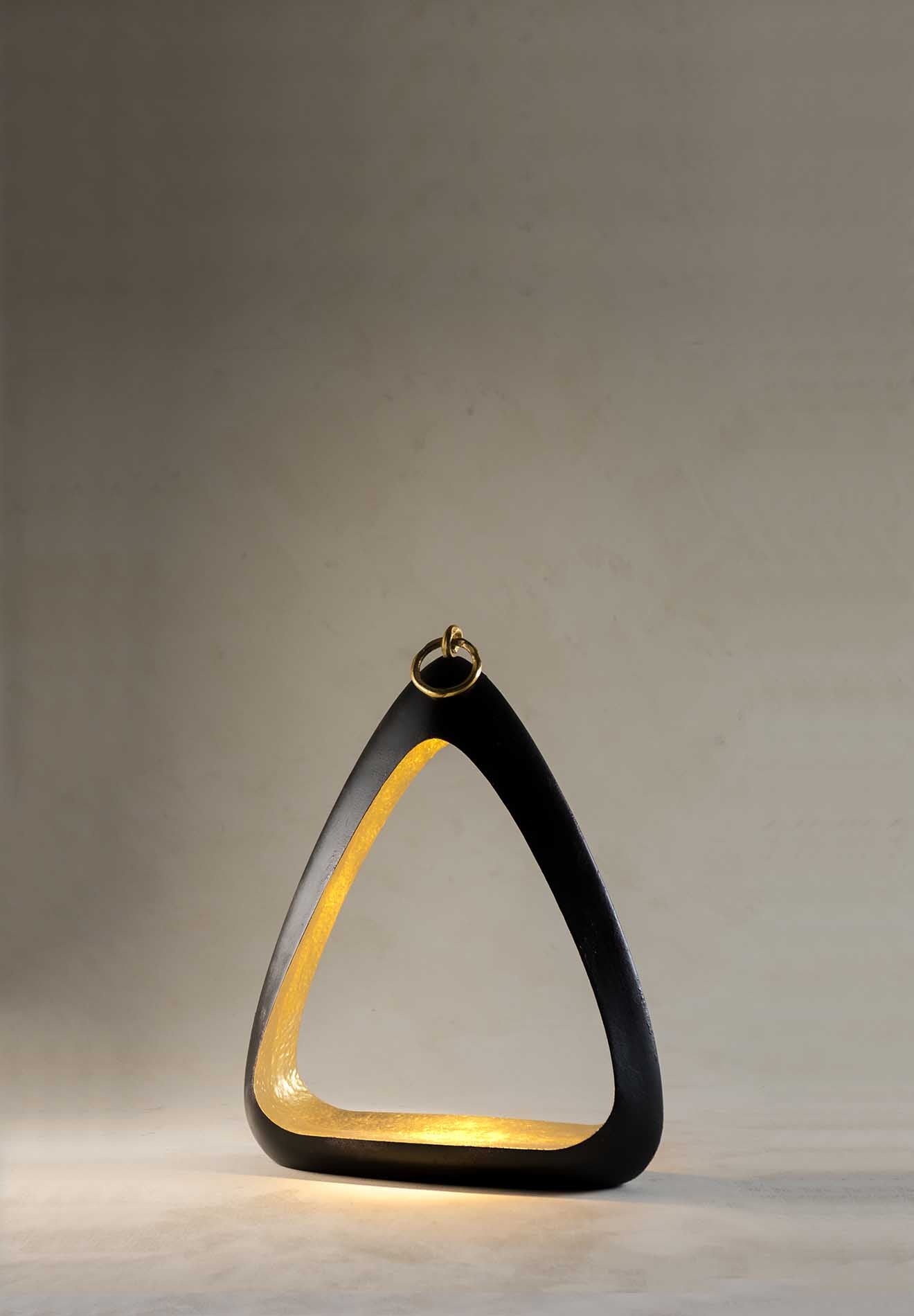 Bianca Lamp with Handle Portable - Fired Copper with Bright Gold