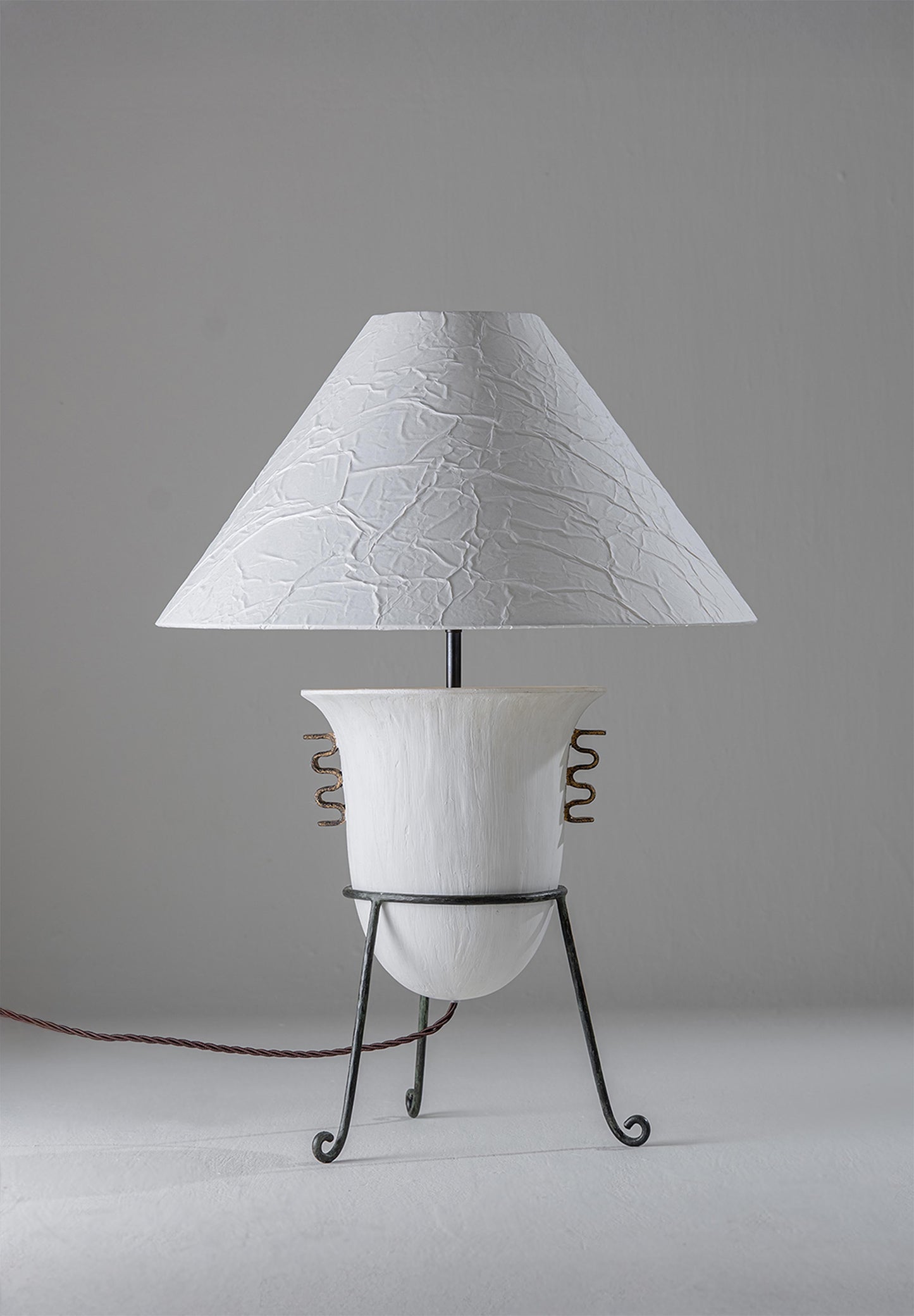 Etrusco Lamp - Anziano White and Distressed Gold with Verdigris