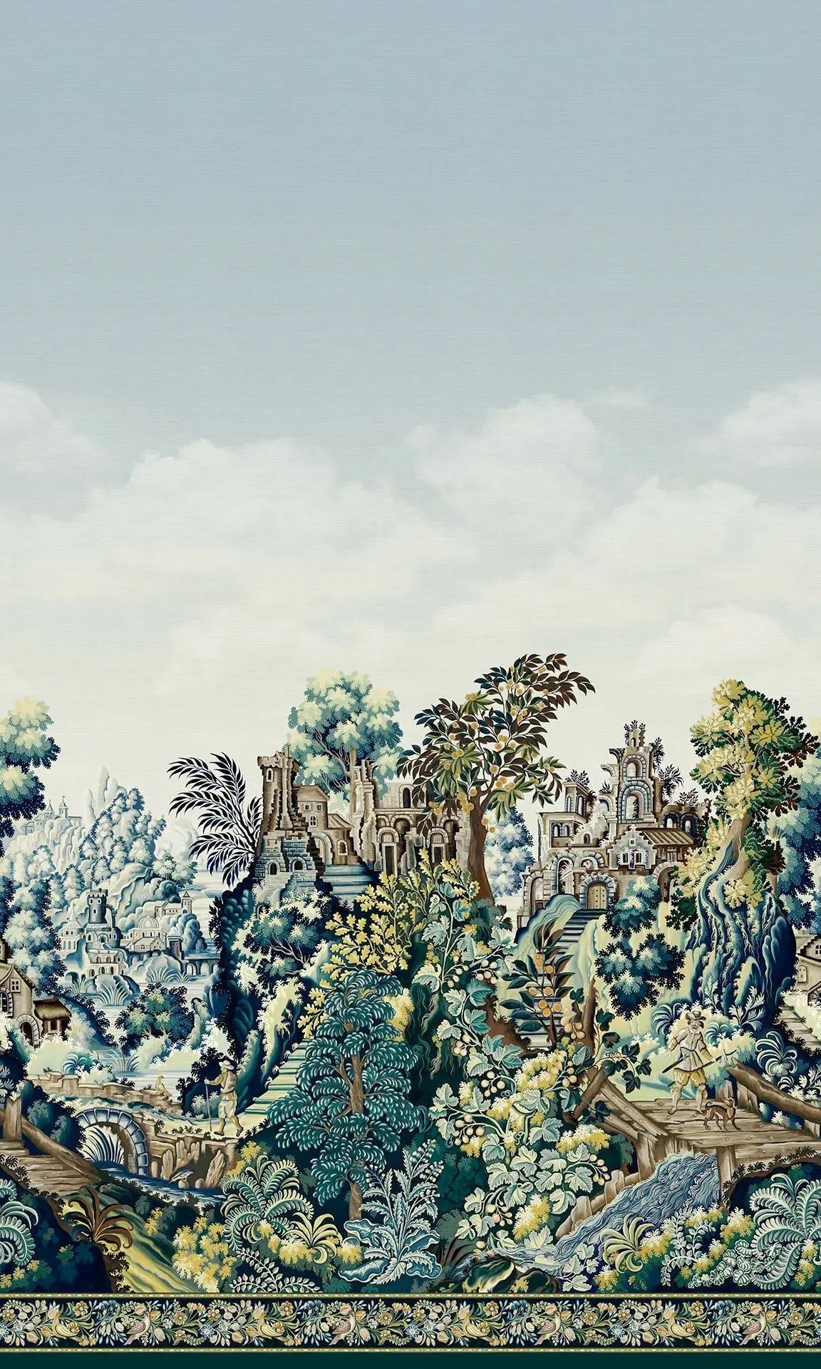 Cole & Son Verdure Tapestry wallpaper - Viridian, Teal, Ink & Chartreuse