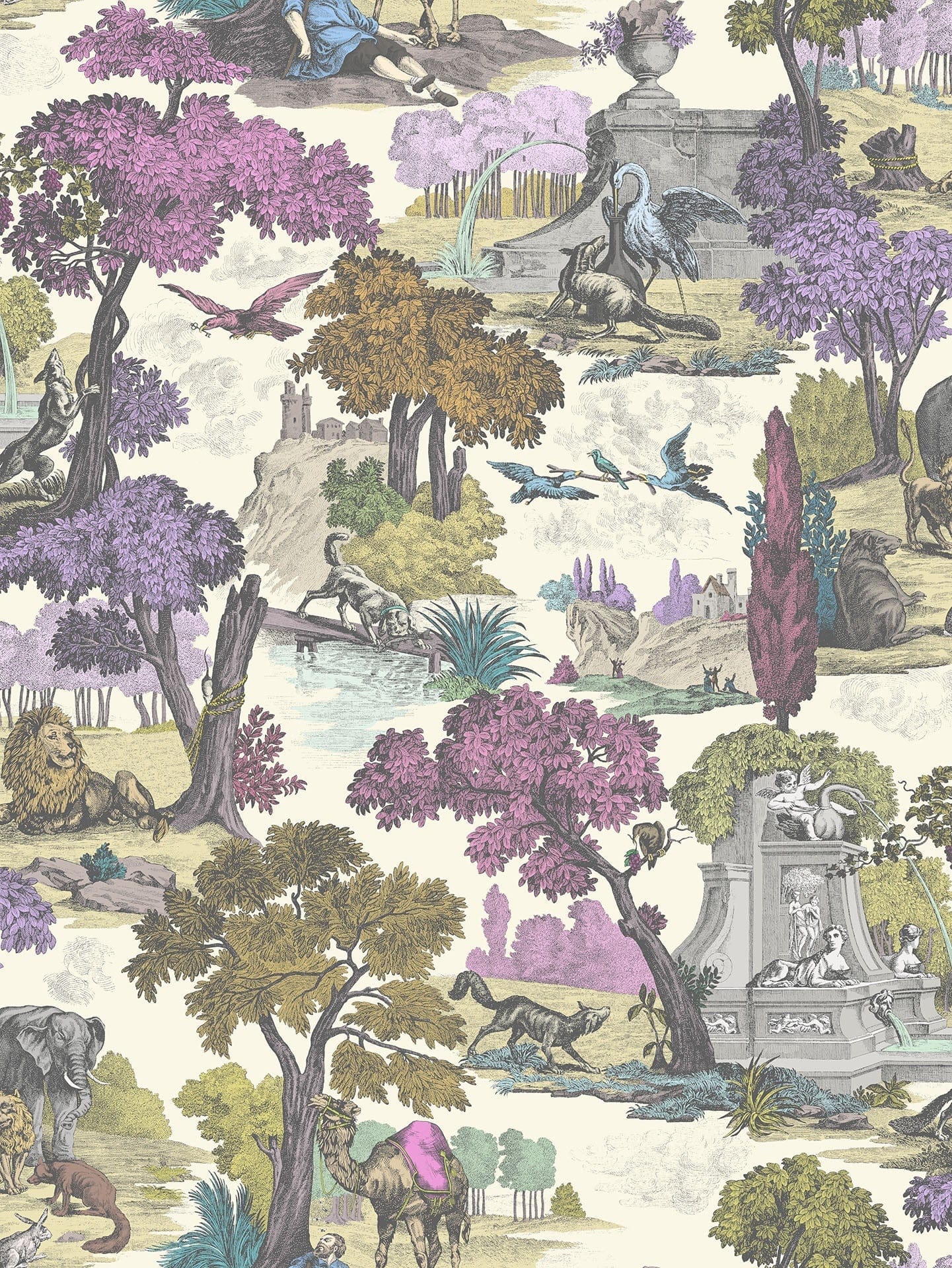 Cole & Son Versailles Grand (2 roll set) - Purple & Safari on White