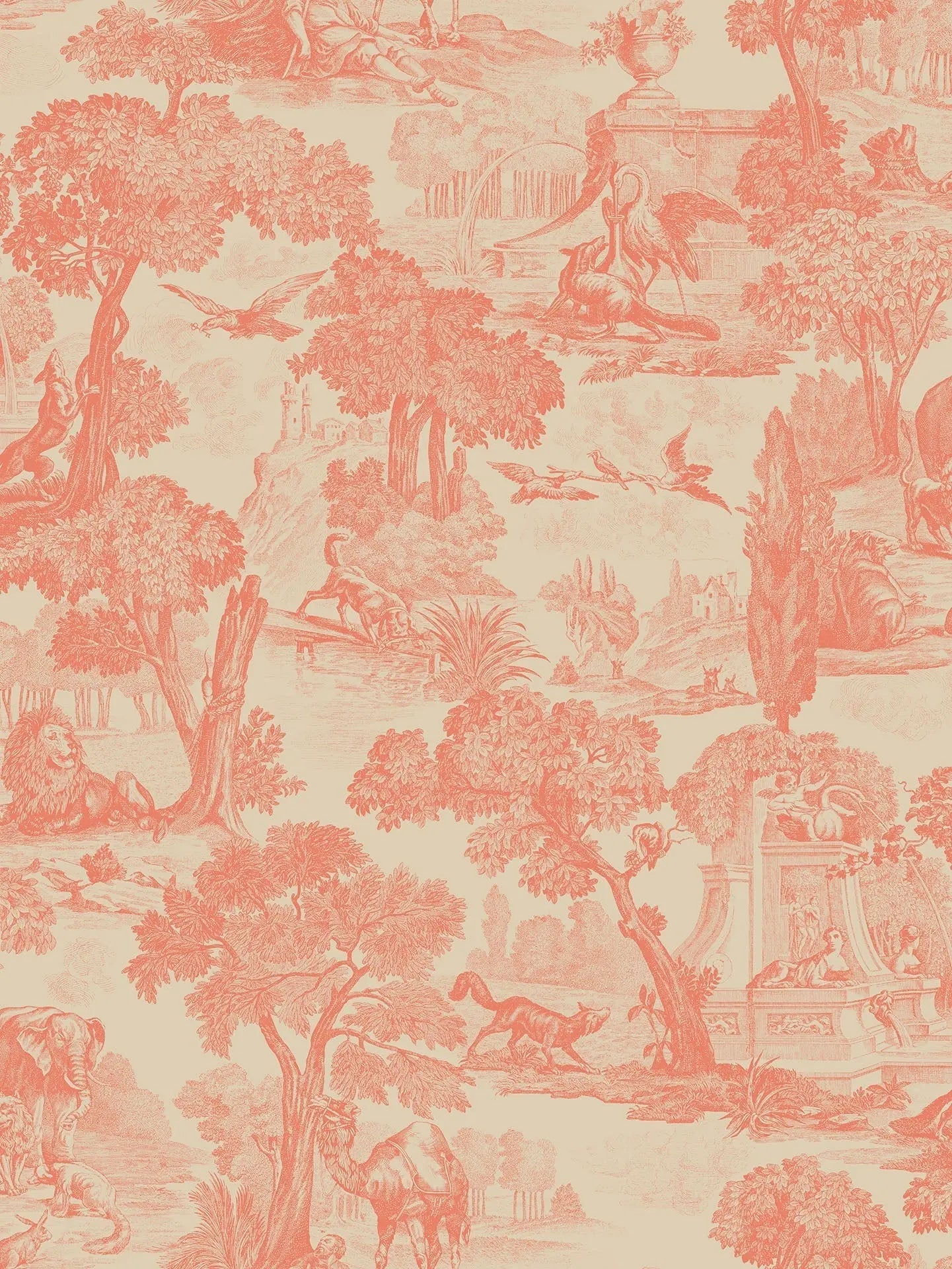 Cole & Son Versailles wallpaper - Coral on Stone