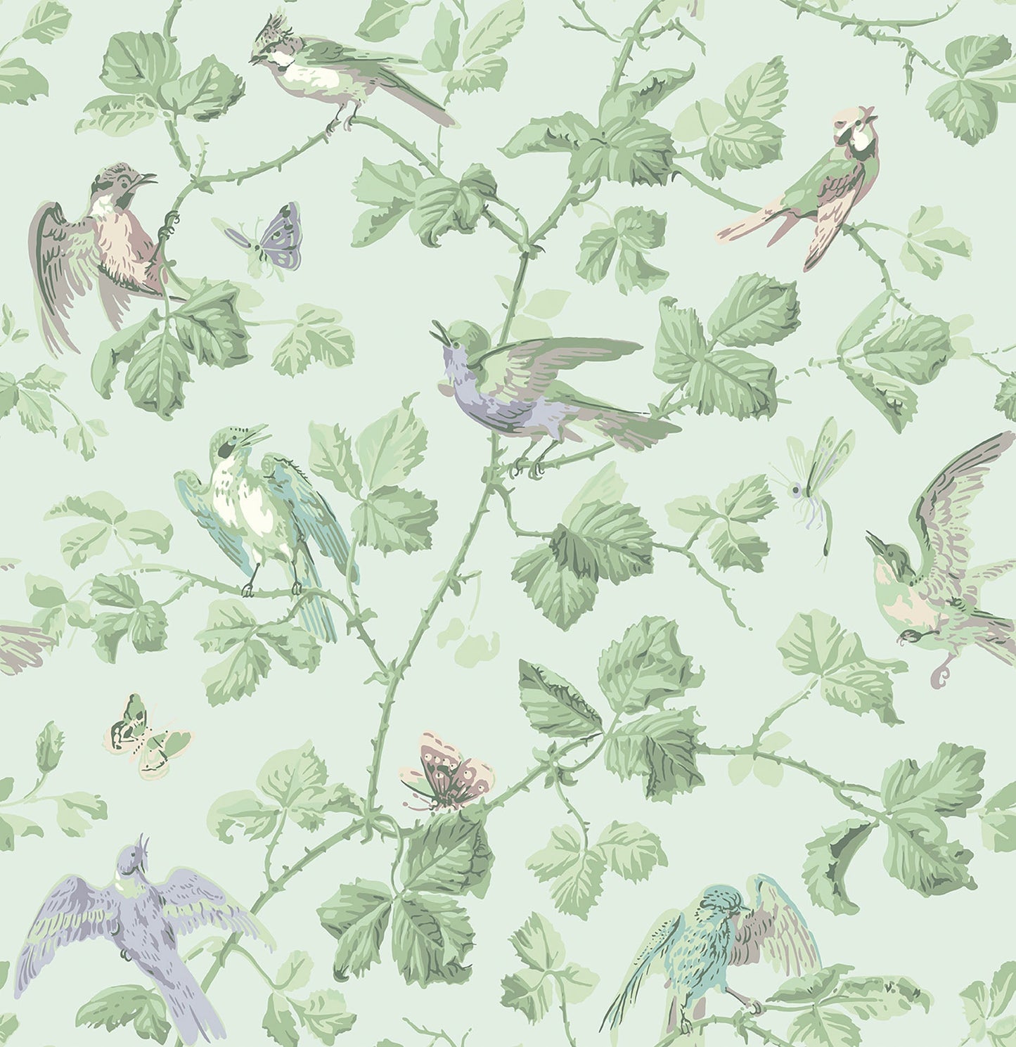 Cole & Son Winter Birds - Lilac & Teal on Duck Egg