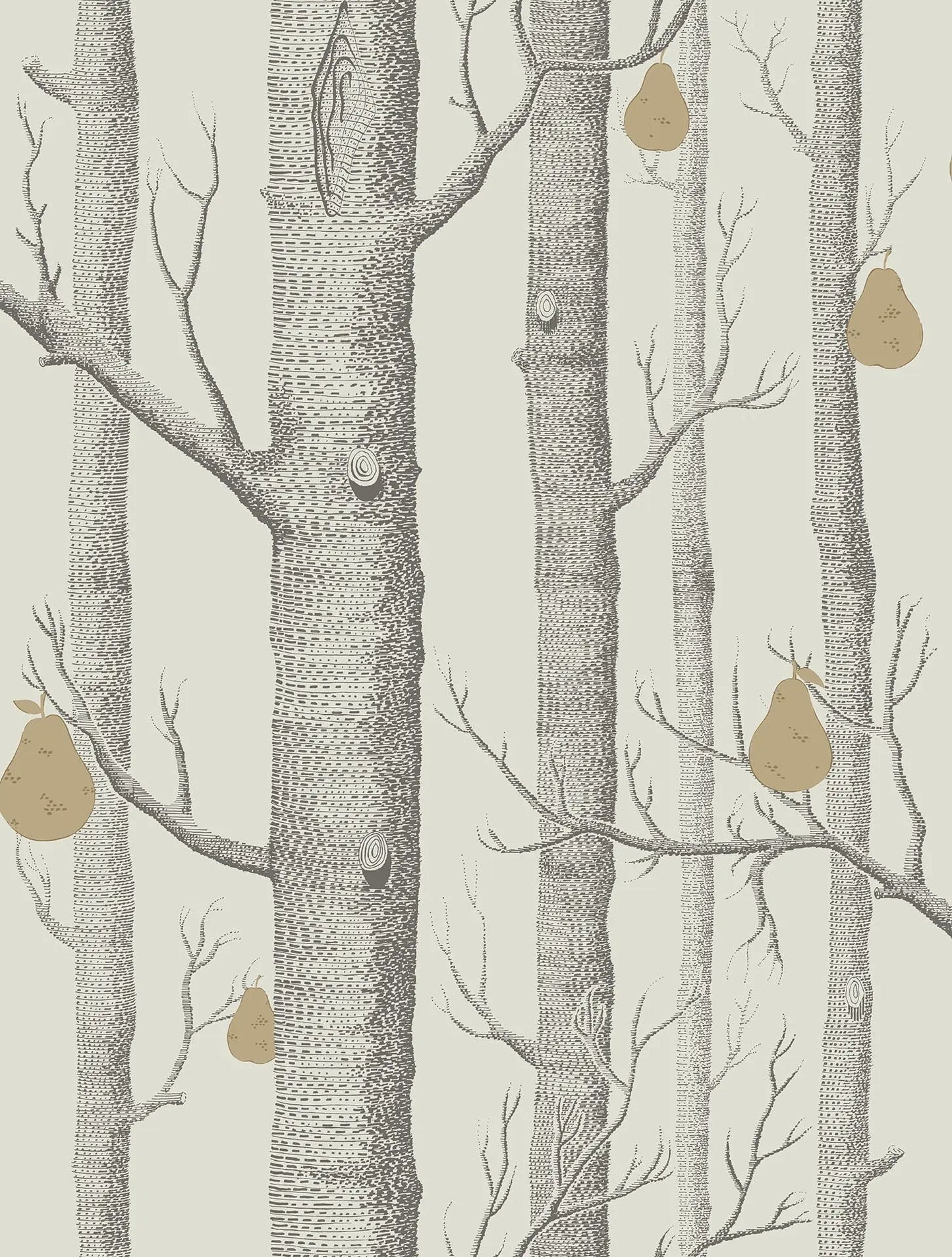 Cole & Son Woods & Pears - Soot & Metallic Gold on Stone