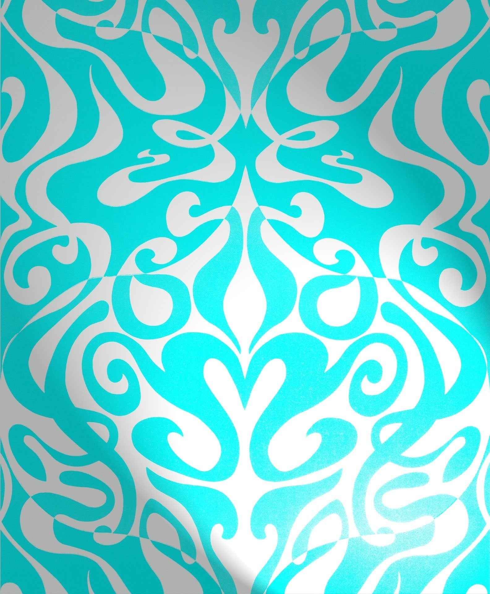 Cole & Son Woodstock - Metallic Silver on Teal