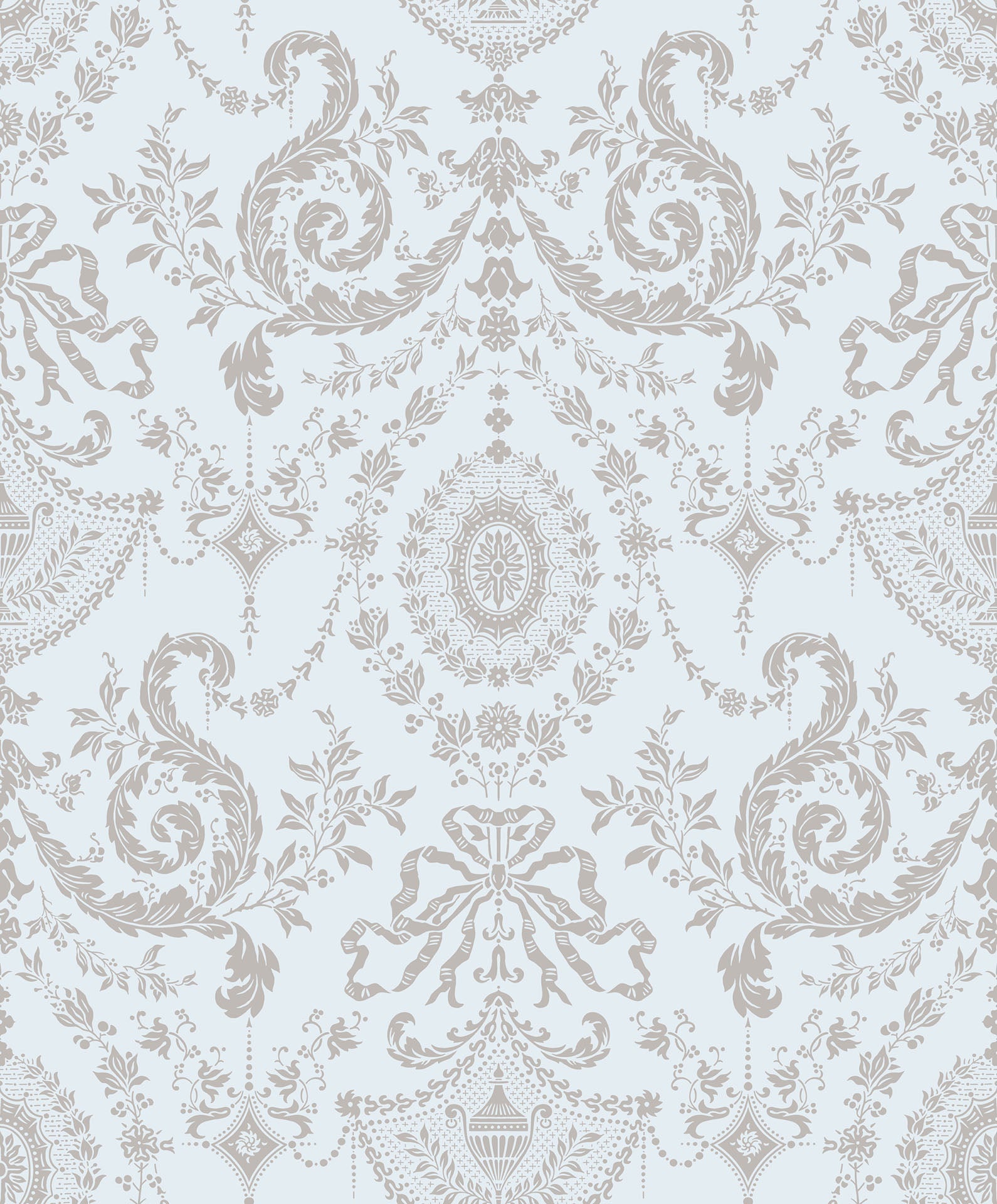 Cole & Son Woolverston wallpaper - Metallic Gilver on Pale Seafoam