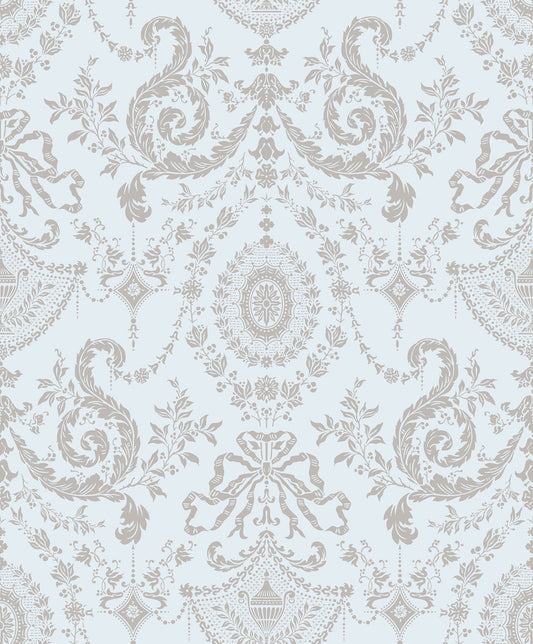 Cole & Son Woolverston wallpaper - Metallic Gilver on Pale Seafoam