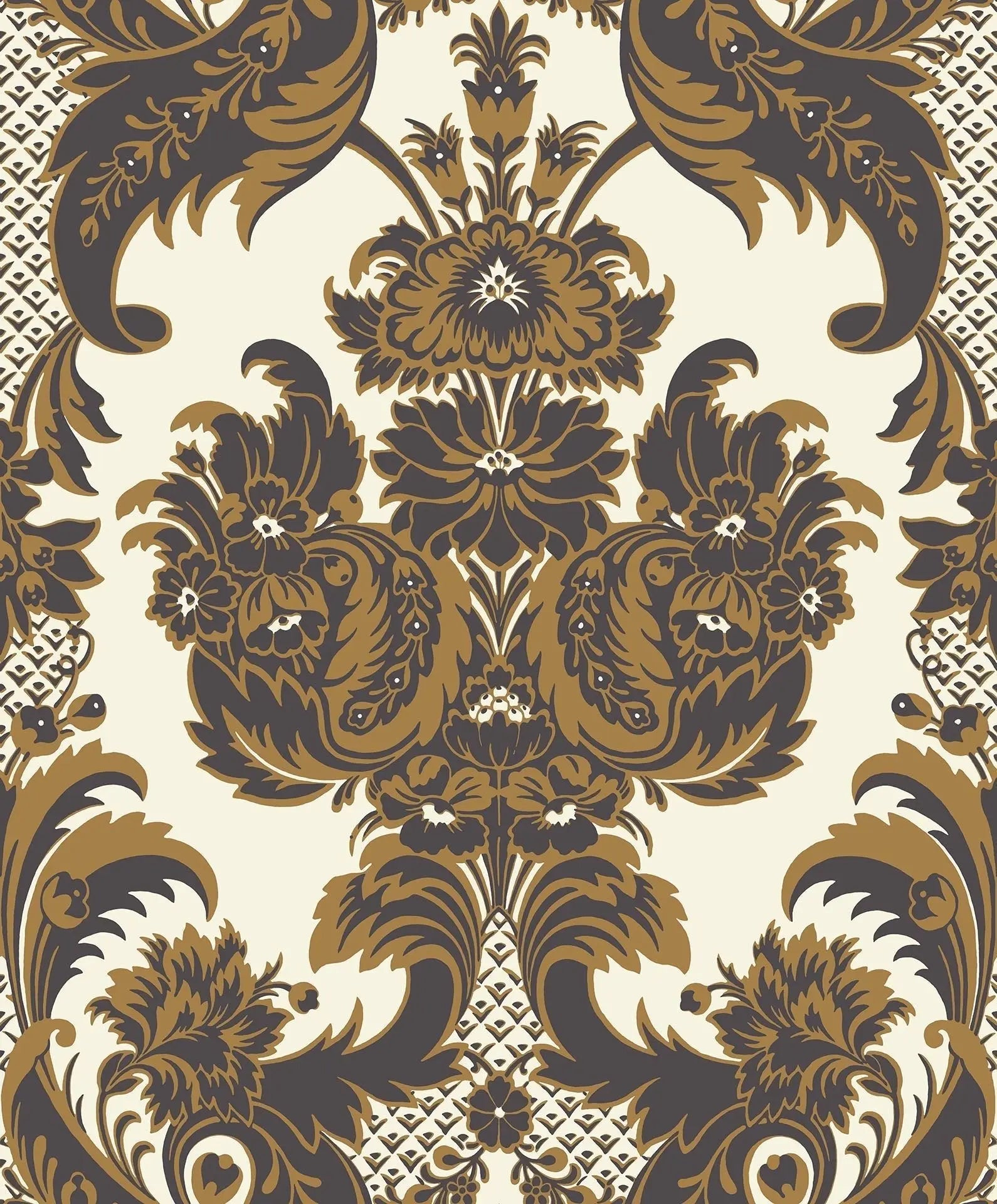 Cole & Son Wyndham wallpaper - Metallic Gold & Charcoal on Chalk