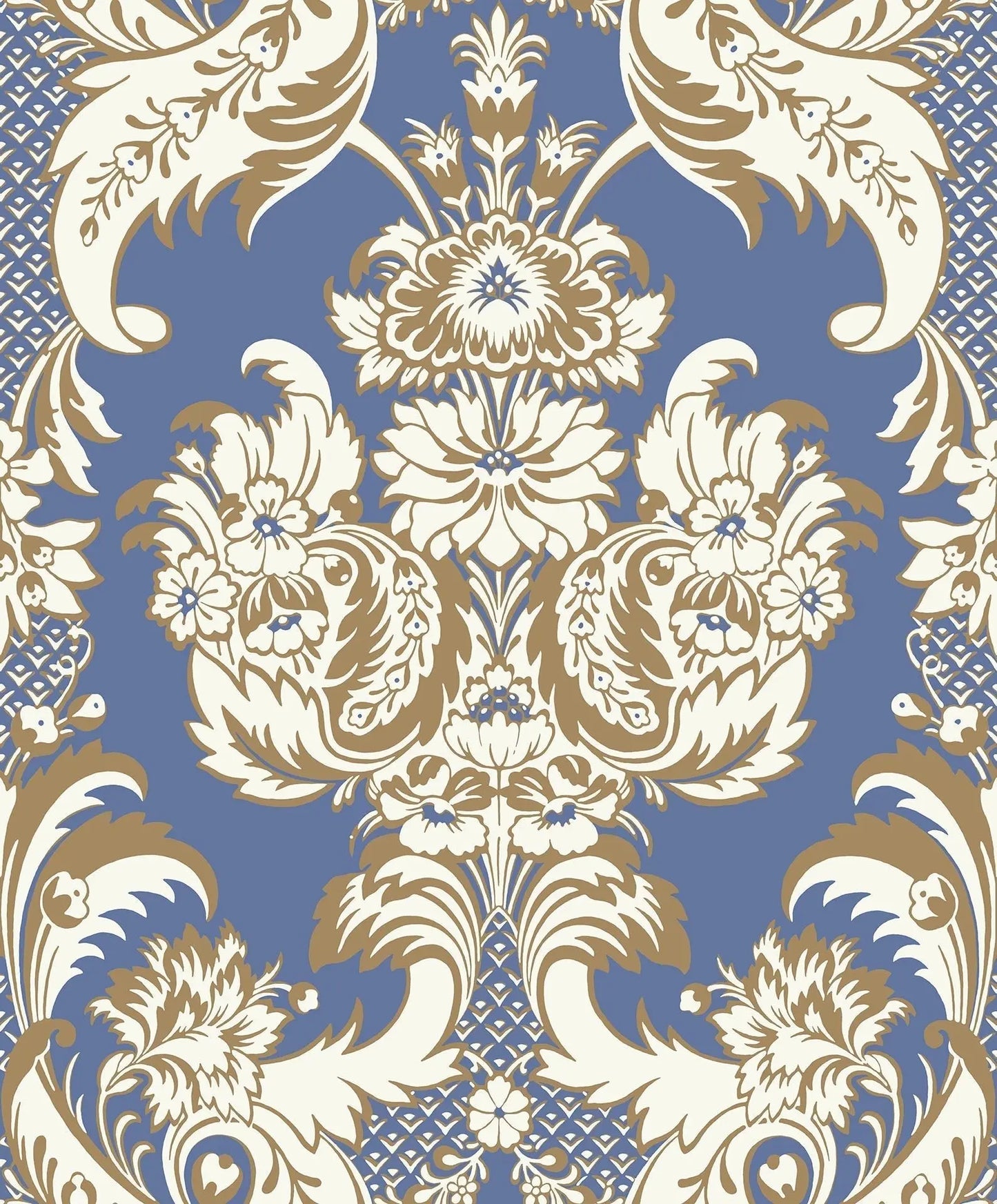 Cole & Son Wyndham - Chalk & Metallic Gold on Cerulean Sky