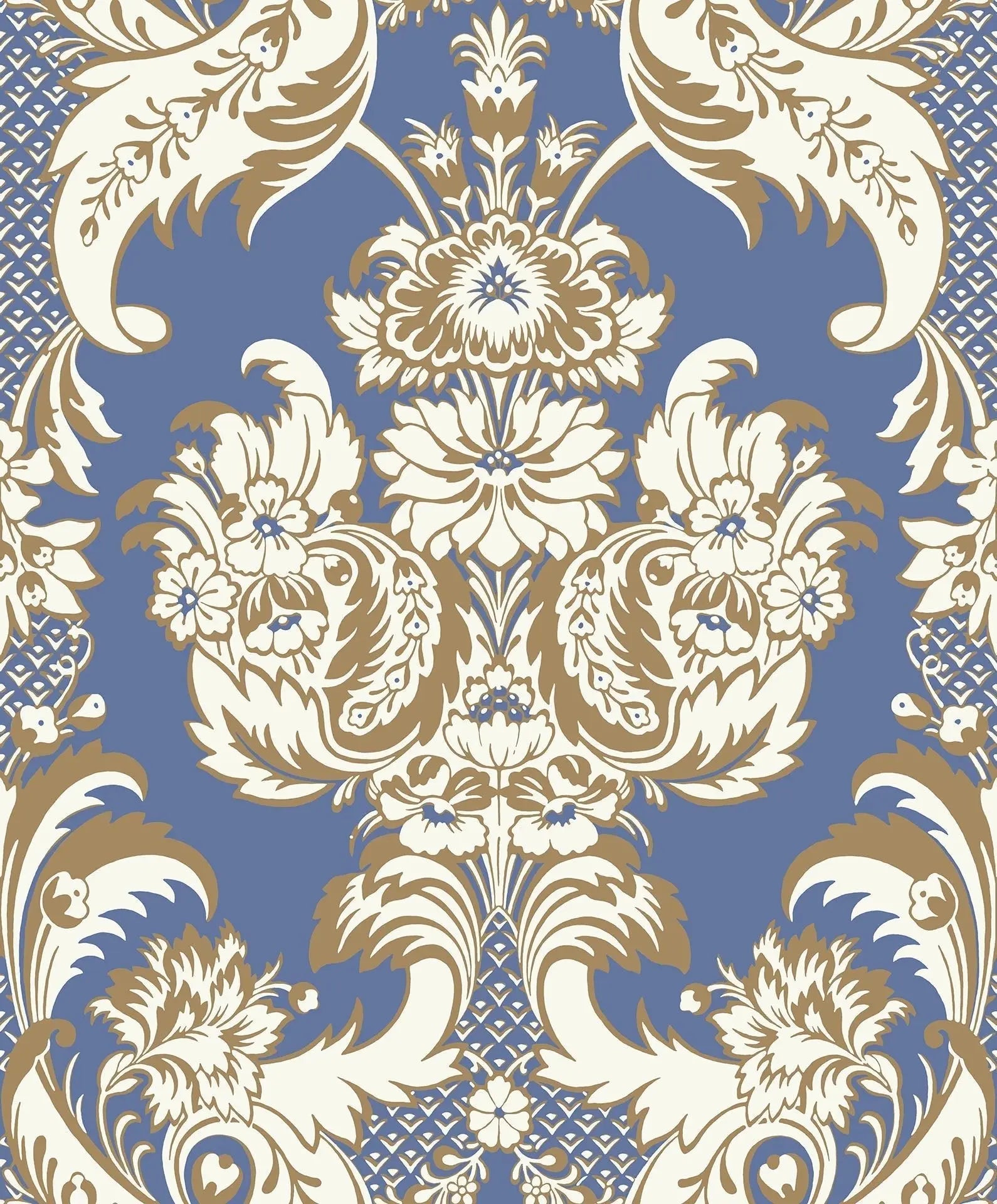 Cole & Son Wyndham - Chalk & Metallic Gold on Cerulean Sky