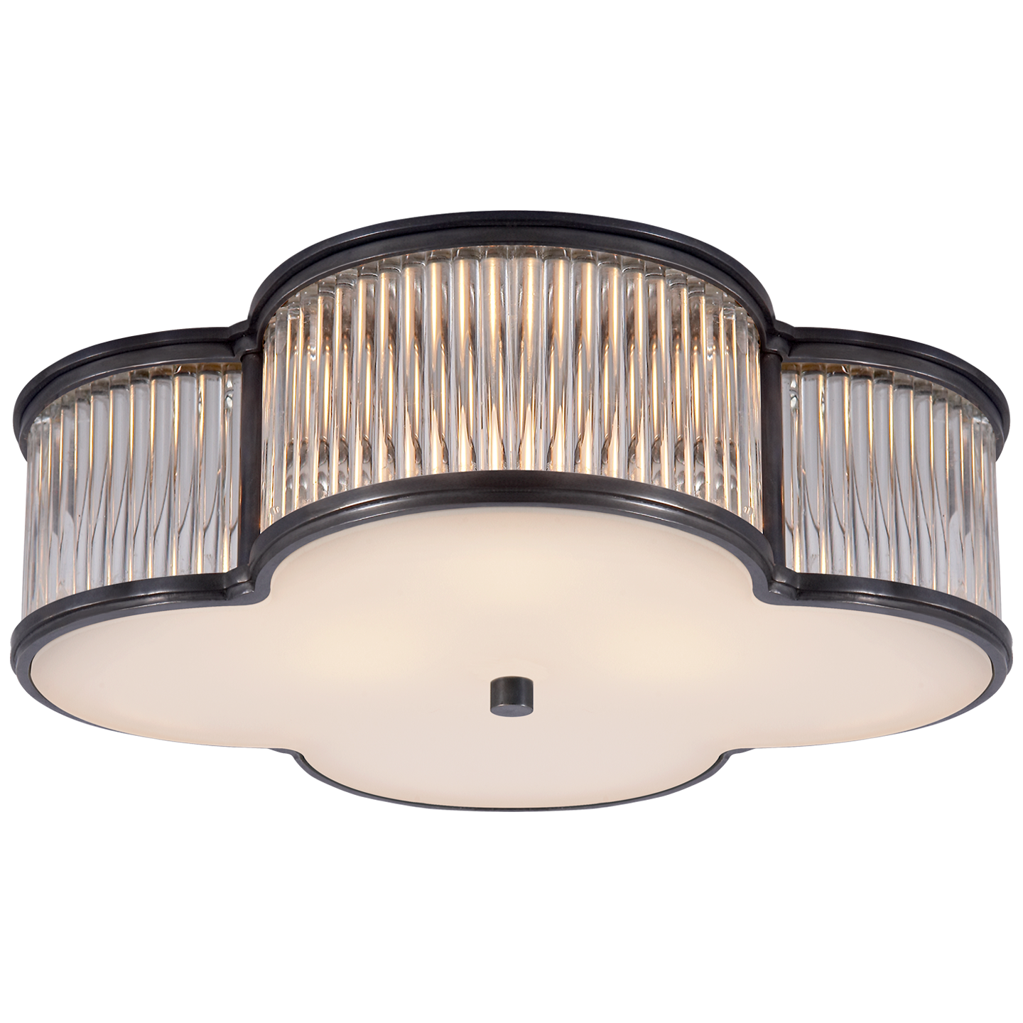 Basil 17 inch Flush Mount in Gun Metal and Clear Glass Rods
