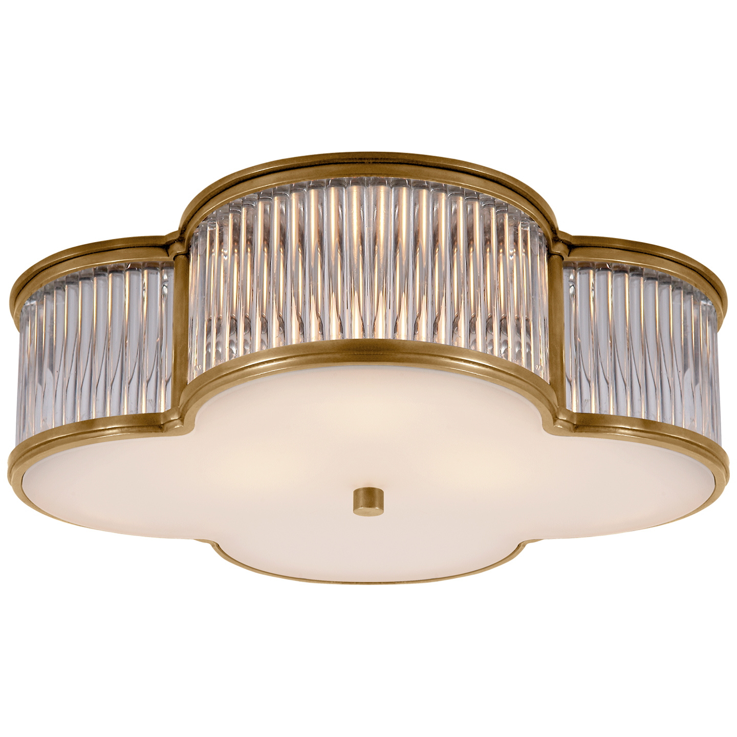 Basil 17 inch Flush Mount in Natural Brass and Clear Glass Rods