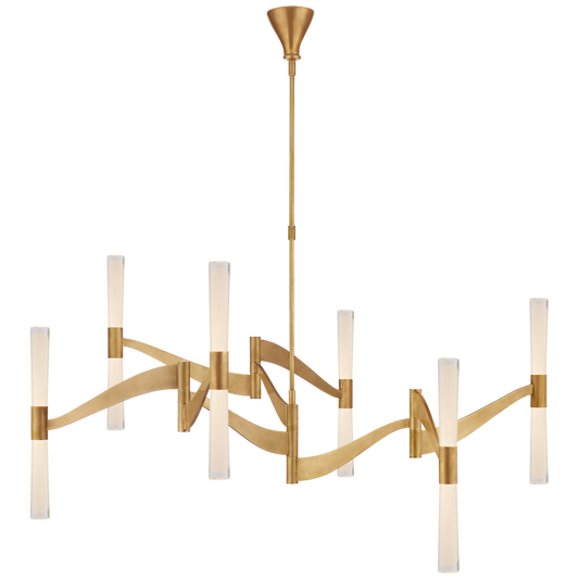Brenta Grande Chandelier in Hand-Rubbed Antique Brass with Clear Glass